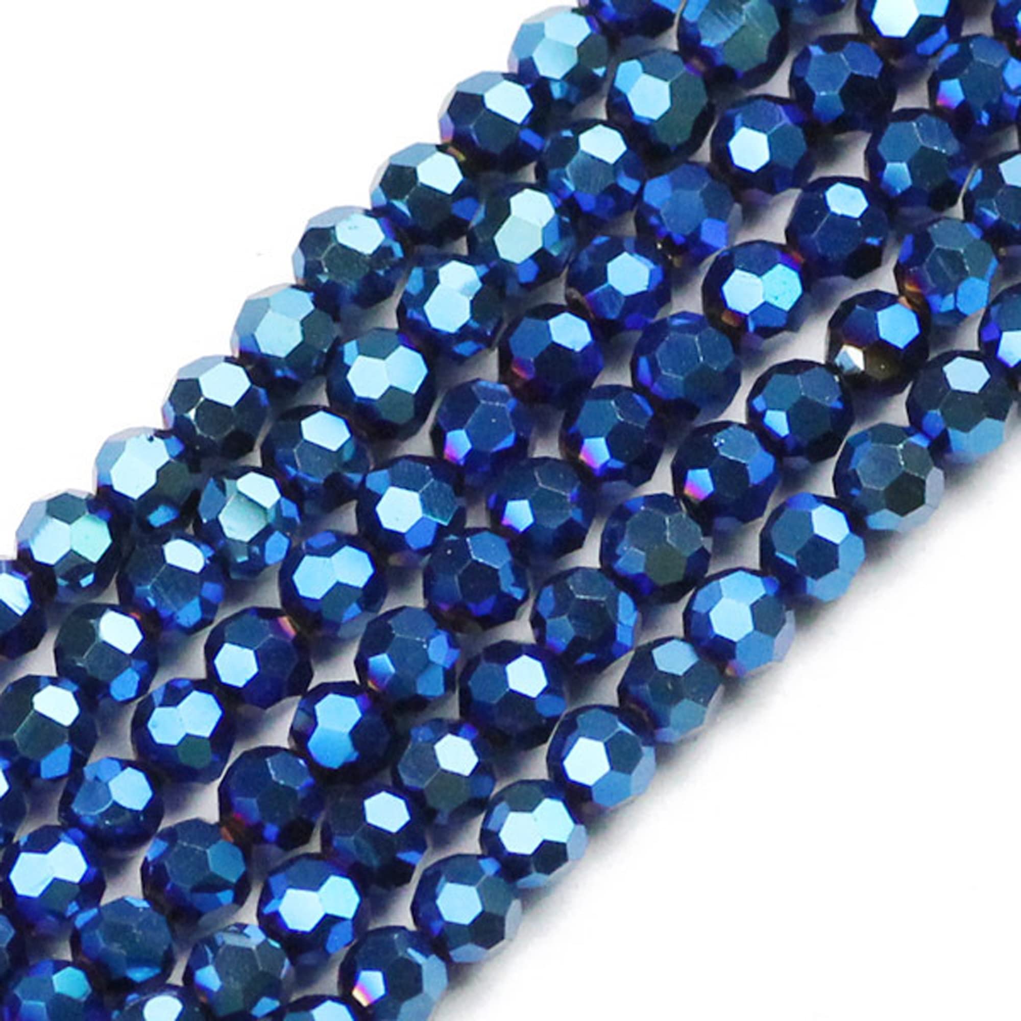140PCS 10mm Blue AB Faceted Round Crystal Glass Beads for Jewelry Making - Spacer Beads for DIY Necklace, Bracelet, Earrings & Craft Projects - Perfect for Gifts & Handmade Accessories