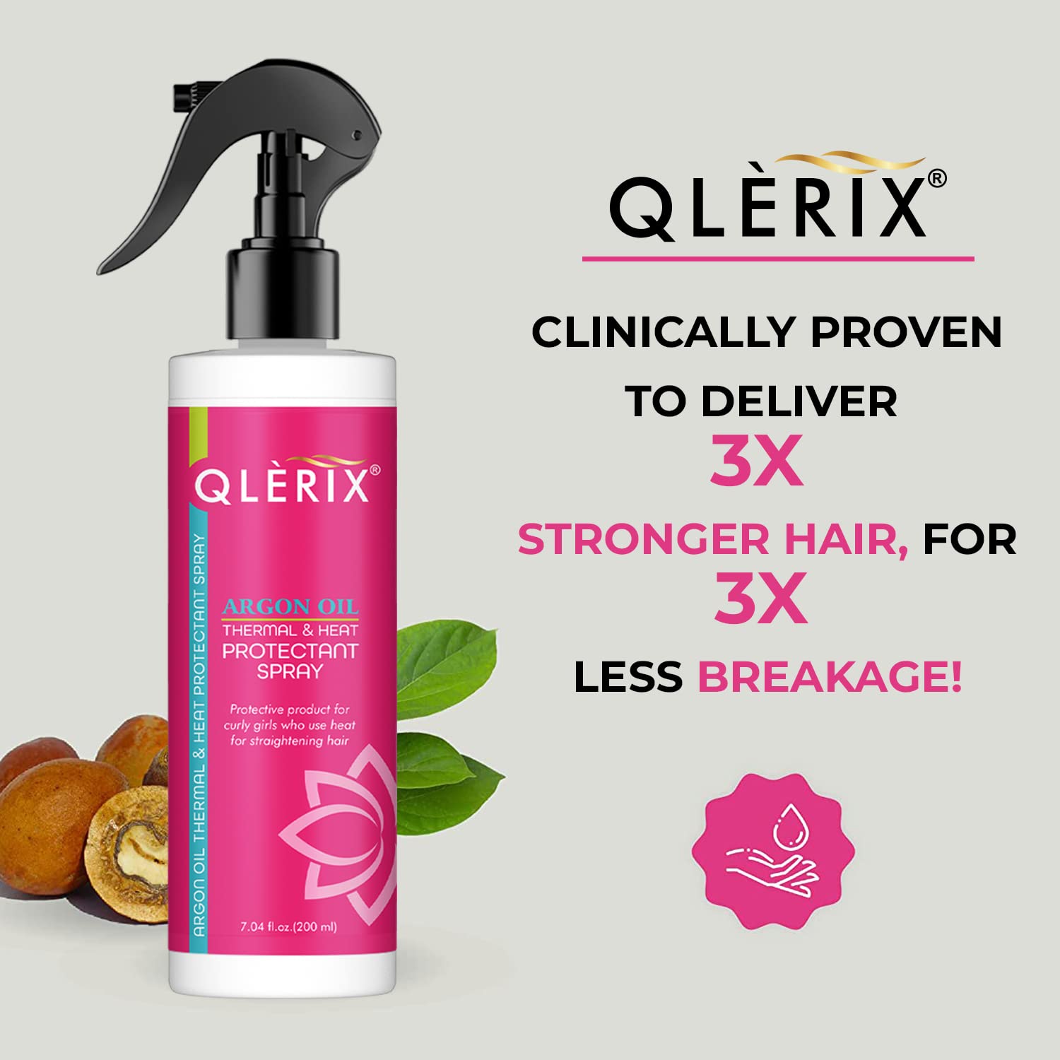 QLERIX Premium Keratin & Argan Oil Heat Protectant Hair Spray - Sulfate & Paraben Free Styling & Straightening Spray for Men & Women | Salon-Quality Protection for Blowouts, Flat Ironing & Daily Styling