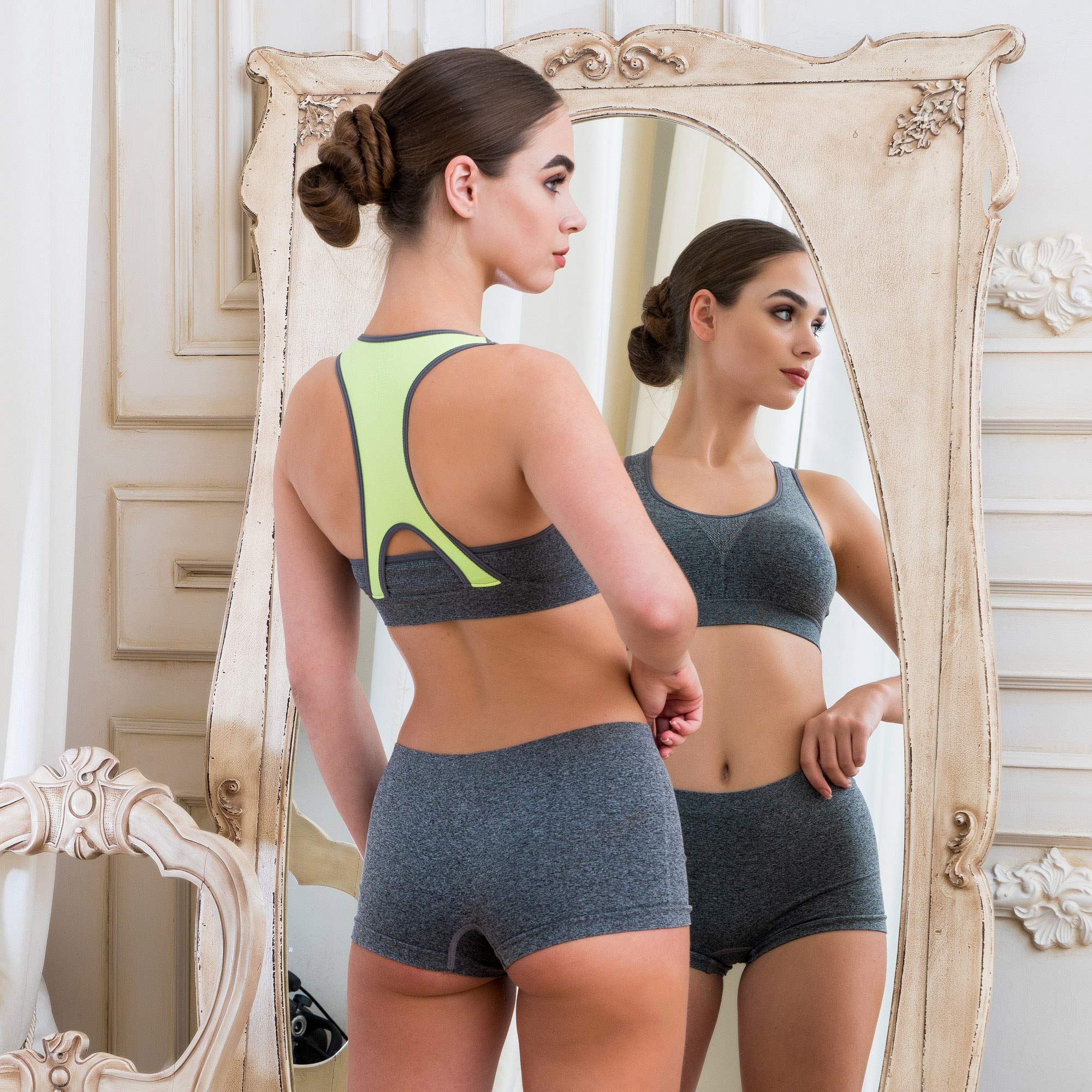 Alyce Ives Women's Wireless Sports Bra 4-Pack - Padded Workout Bras for Gym, Running & Yoga | Comfortable & Supportive Activewear for Fitness & Exercise