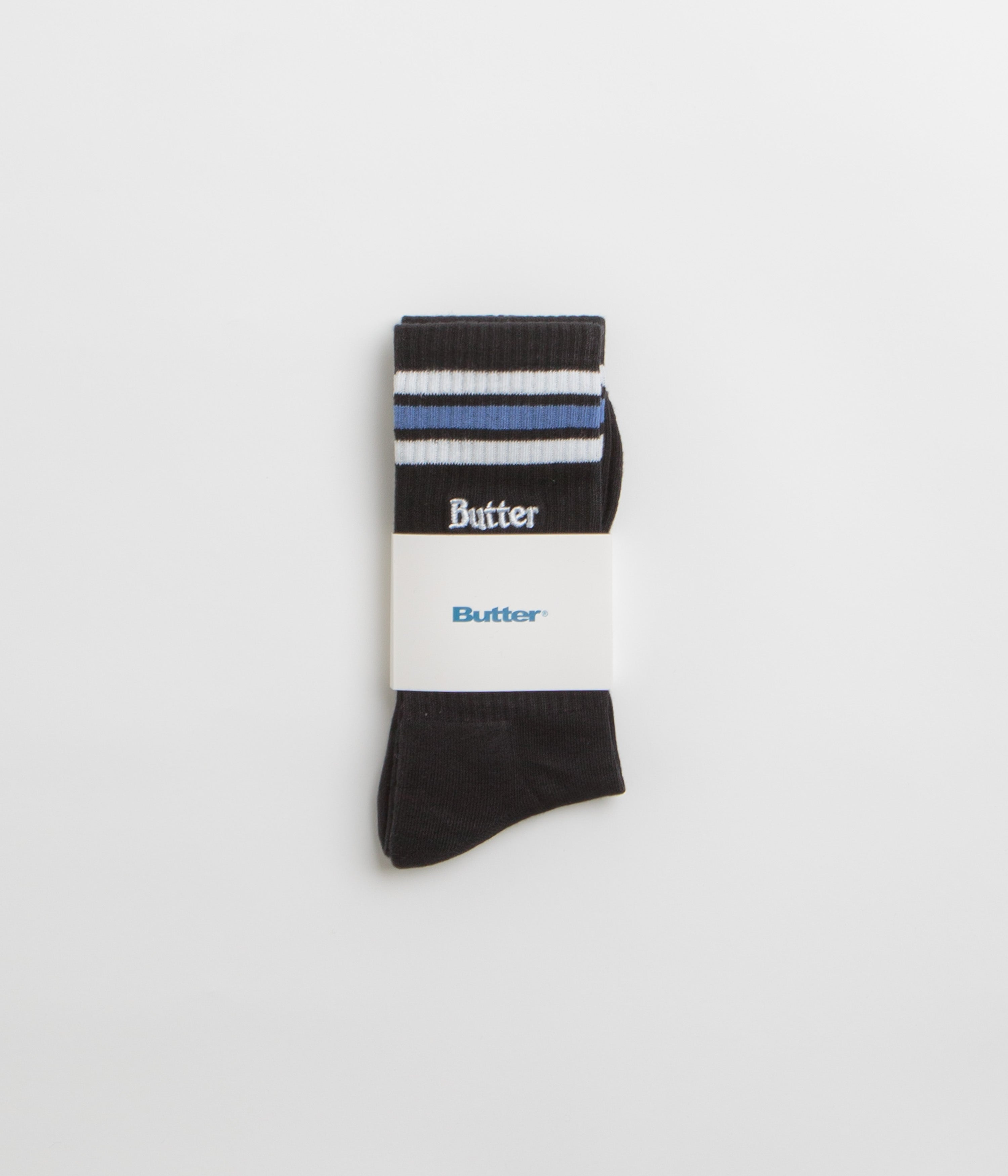 Butter Goods Striped Socks for Men & Women - Black Comfortable Casual Crew Socks for Everyday Wear, Sports & Gifts