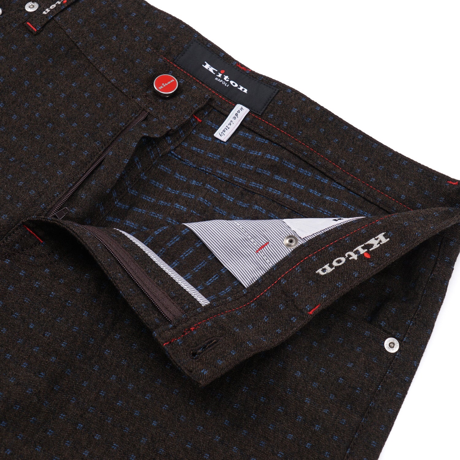 Kiton Men's Slim Fit Wool Dress Pants - 5 Pocket Formal Trousers for Business, Office & Special Occasions