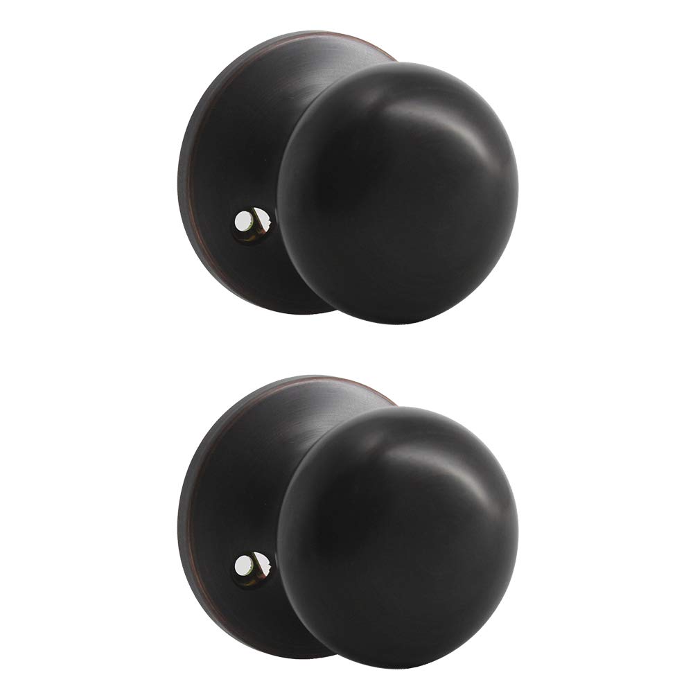 (2 Pack) Oil Rubbed Bronze Half Dummy Door Knobs - Left/Right Handed, Easy Install for Bedroom & Closet Doors
