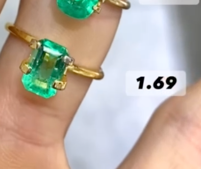 1.69 & 1.30 Carat Bluish Green Loose Colombian Emeralds - 7.5x6mm Emerald Cut Gemstones for Jewelry Making & Engagement Rings