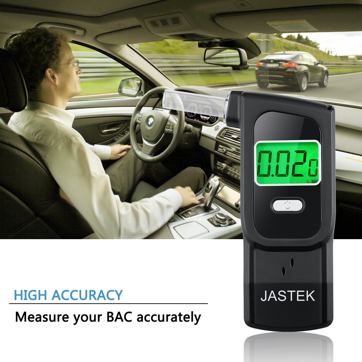 Professional Portable Breathalyzer Tester - Digital Alcohol Detector with Memory & Warning Function (10 Mouthpieces) | Accurate BAC Testing for Home, Car, Office & Personal Safety