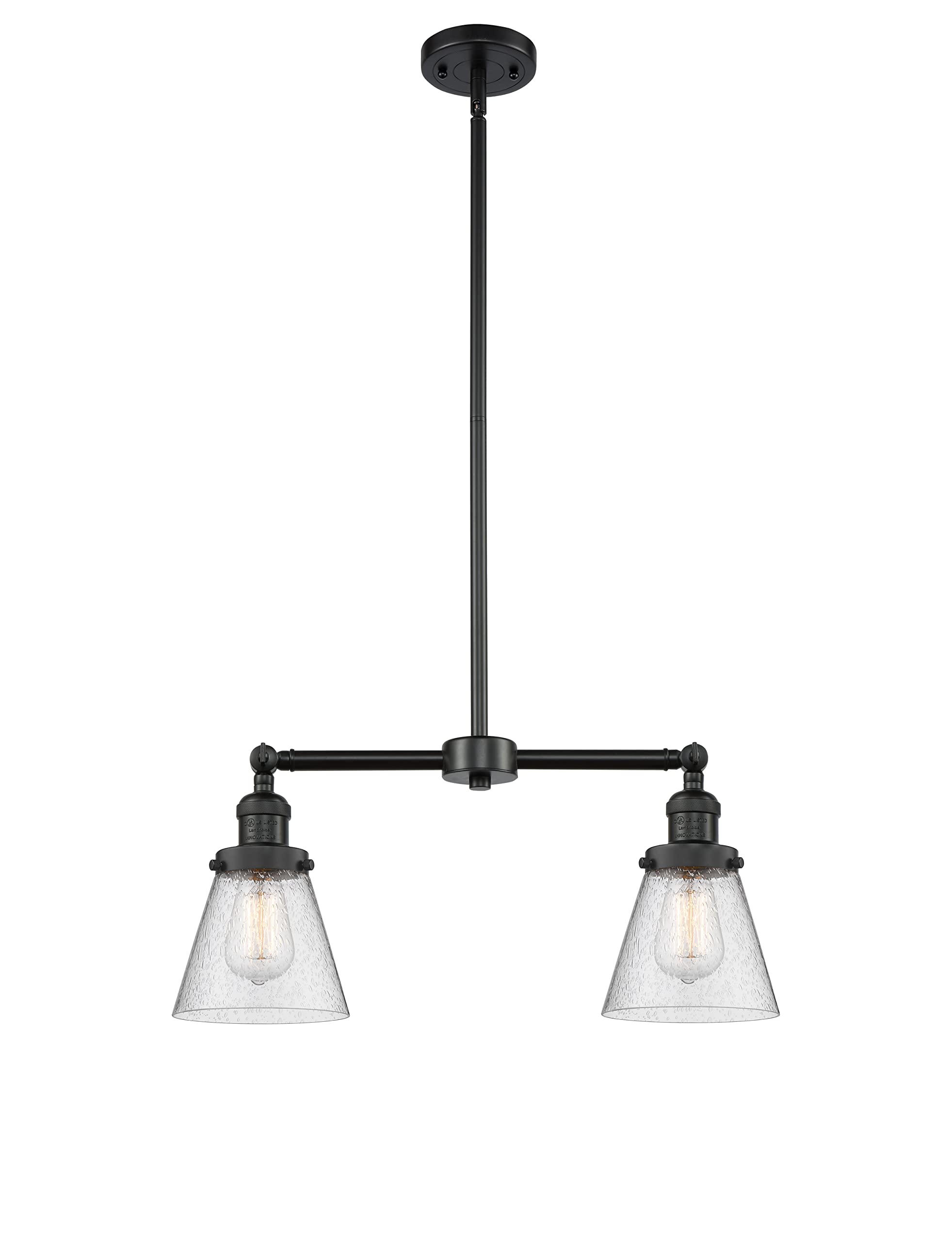Innovations 209-BK-G64-LED 2-Light Vintage Dimmable LED Chandelier with Black Finish - Perfect for Dining Room, Bedroom, or Living Room Lighting