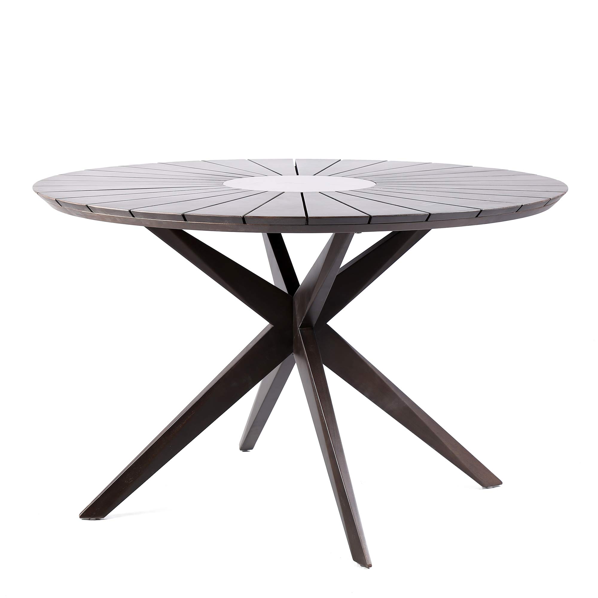 Armen Living Oasis 5-Piece Outdoor Patio Dining Set - Dark Eucalyptus & Stone - Perfect for Backyard, Garden, and Poolside Entertaining
