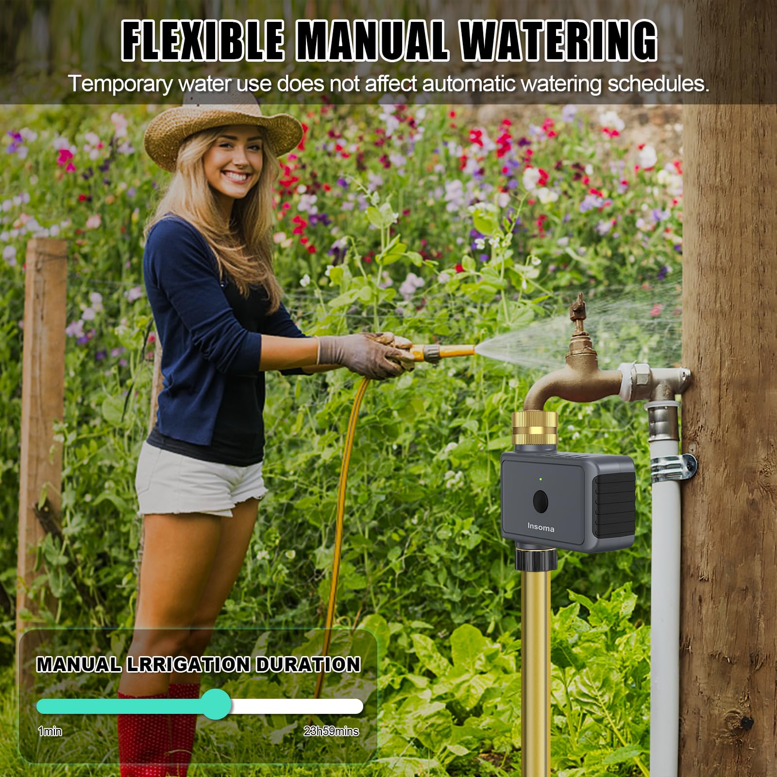 Smart WiFi Hose Timer with Brass Inlet & Outlet - WiFi Sprinkler Timer for Garden, Lawn & Yard - APP & Voice Control via Alexa & Google Home - Perfect for Automated Watering & Smart Irrigation Systems