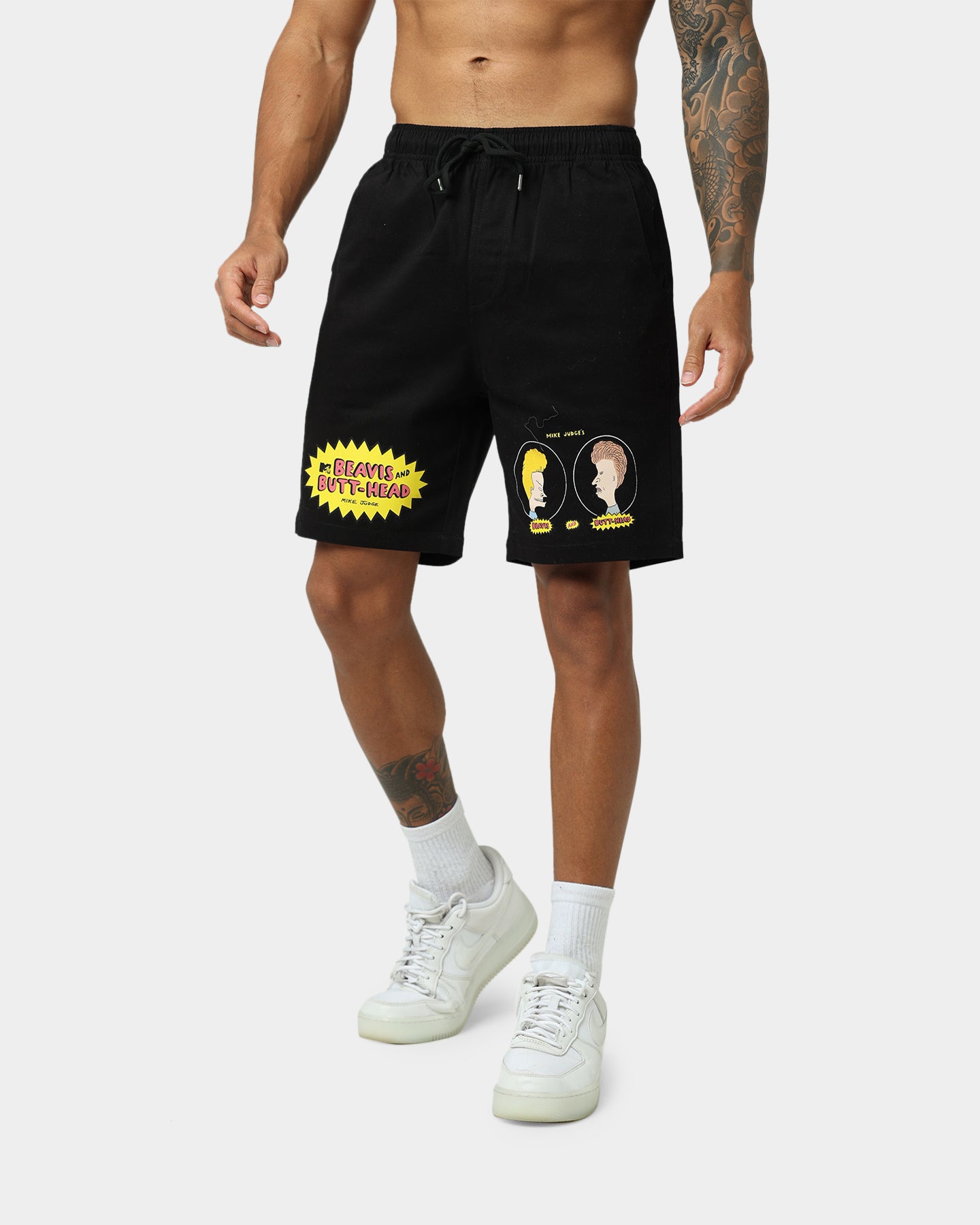 American Thrift X Beavis & Butthead Opening Face Graphic Shorts - Black Cotton Casual Shorts for Men | Perfect for Summer Outfits, Lounge Wear & Fan Merchandise
