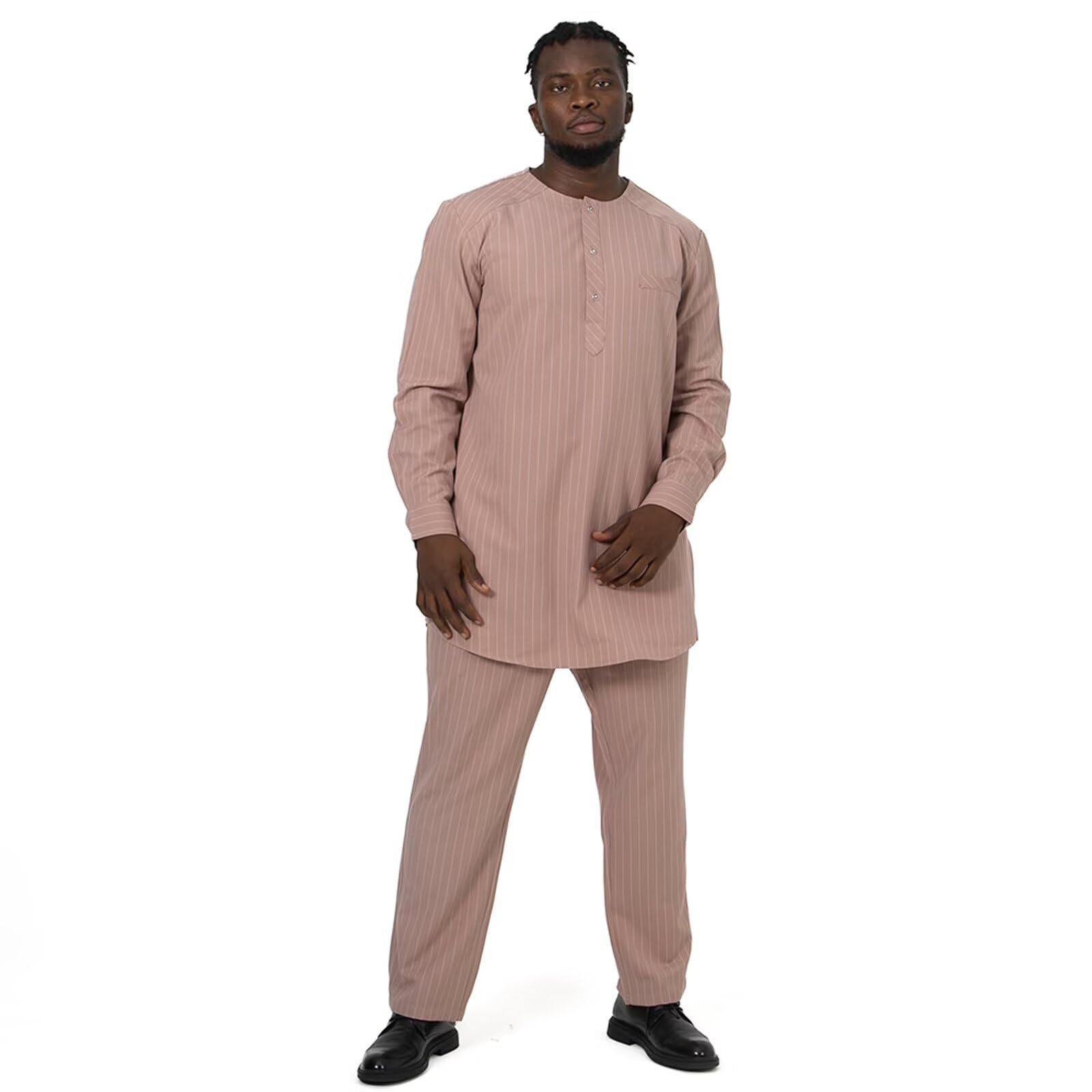African Men's Suit - Traditional Stripe Blazer & Pants 2-Piece Set | Business Formal Attire for Wedding, Party & Evening Events | Perfect for Cultural Celebrations, Office Wear & Special Occasions