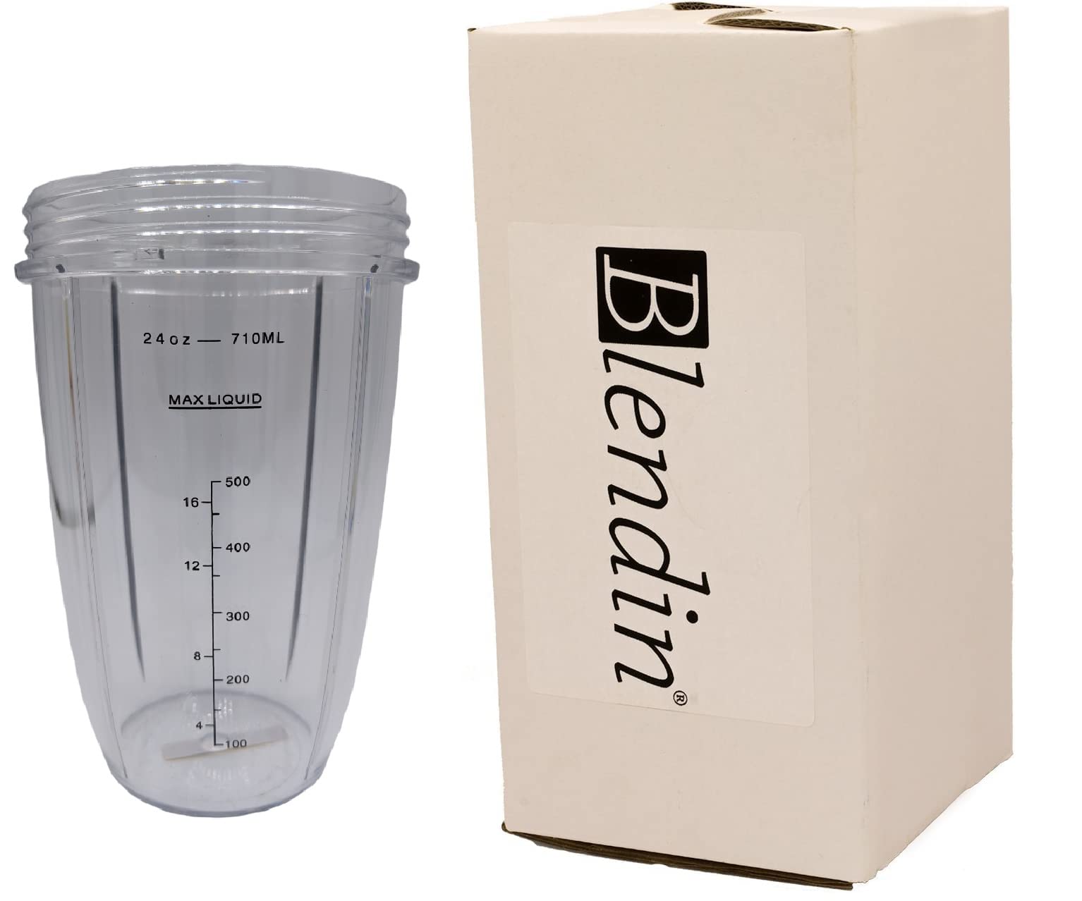 Blendin Replacement 24oz Tall Jar Cup for Nutribullet 600W/900W/NB-101B/NB-101S/NB-201/NBR-0601/NBR-1201/NB9-1301/900 Pro Series - Perfect for Smoothies, Protein Shakes & Meal Prep
