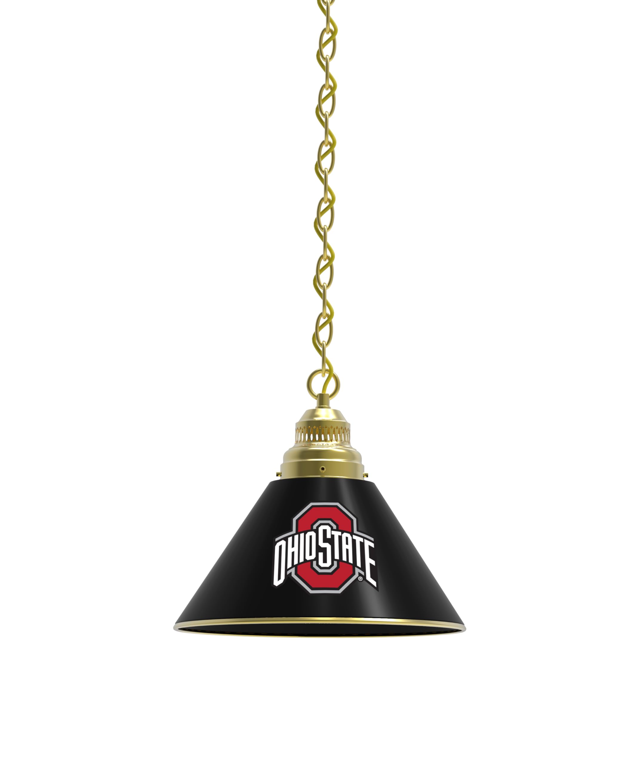 Ohio State Buckeyes Brass Pendant Light - Vintage Industrial Style Ceiling Fixture for Bar, Kitchen, or Game Room Decor - Holland Bar Stool Co.