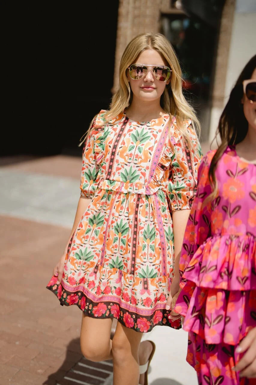 Briton Court Kelly Dress - Elegant Women's Floral Midi Dress for Casual & Party Wear | Perfect for Weddings, Dates & Office