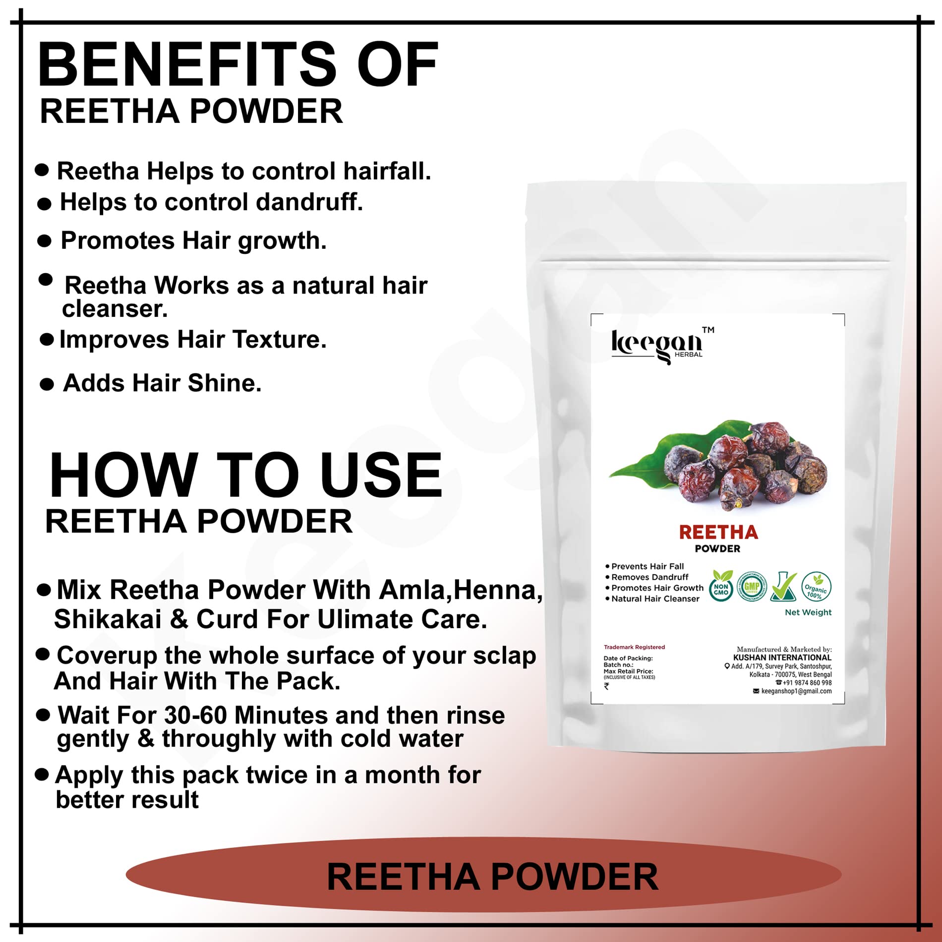 Keegan 100% Natural Hair Care Powder Set - Amla, Hibiscus, Bhringraj, Reetha & Shikakai (5-Pack, 100g Each) for Hair Growth, Scalp Health & Shine | DIY Hair Masks & Ayurvedic Treatments