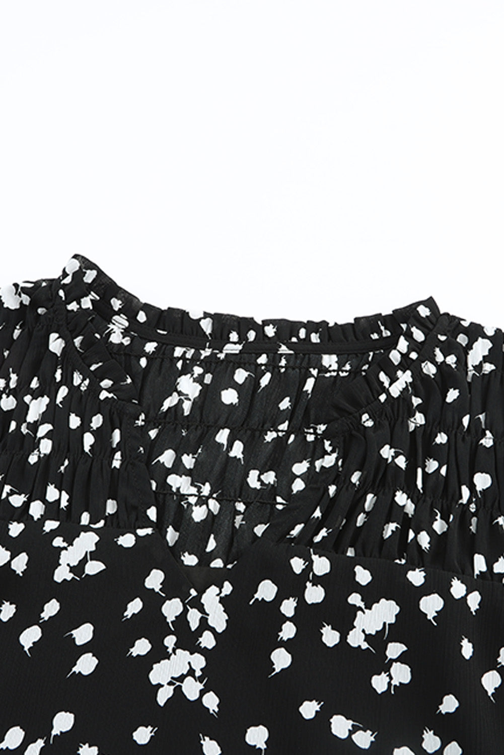 Stylish V Neck Printed Crinkled Long Sleeve Blouse for Women - Trendy Casual & Office Wear