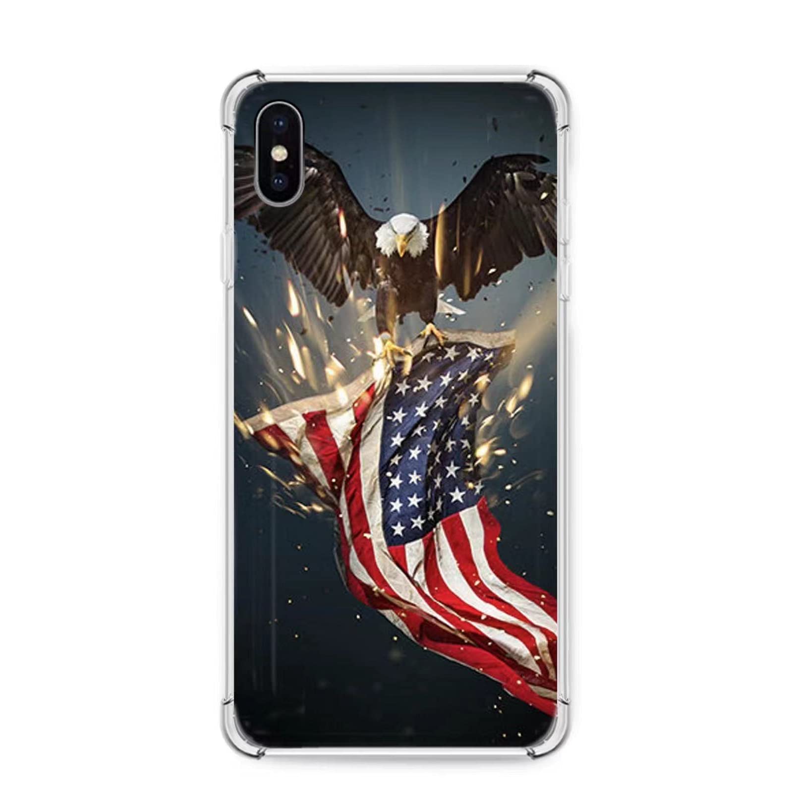 iPhone Xs Max Phone Case - Patriotic Eagle & Flag Design, Cute Animal Silicone TPU Bumper Cover | Slim Fit, Anti-Scratch Protection for iPhone Xs Max - Perfect for Outdoor Activities, Travel & Daily Use