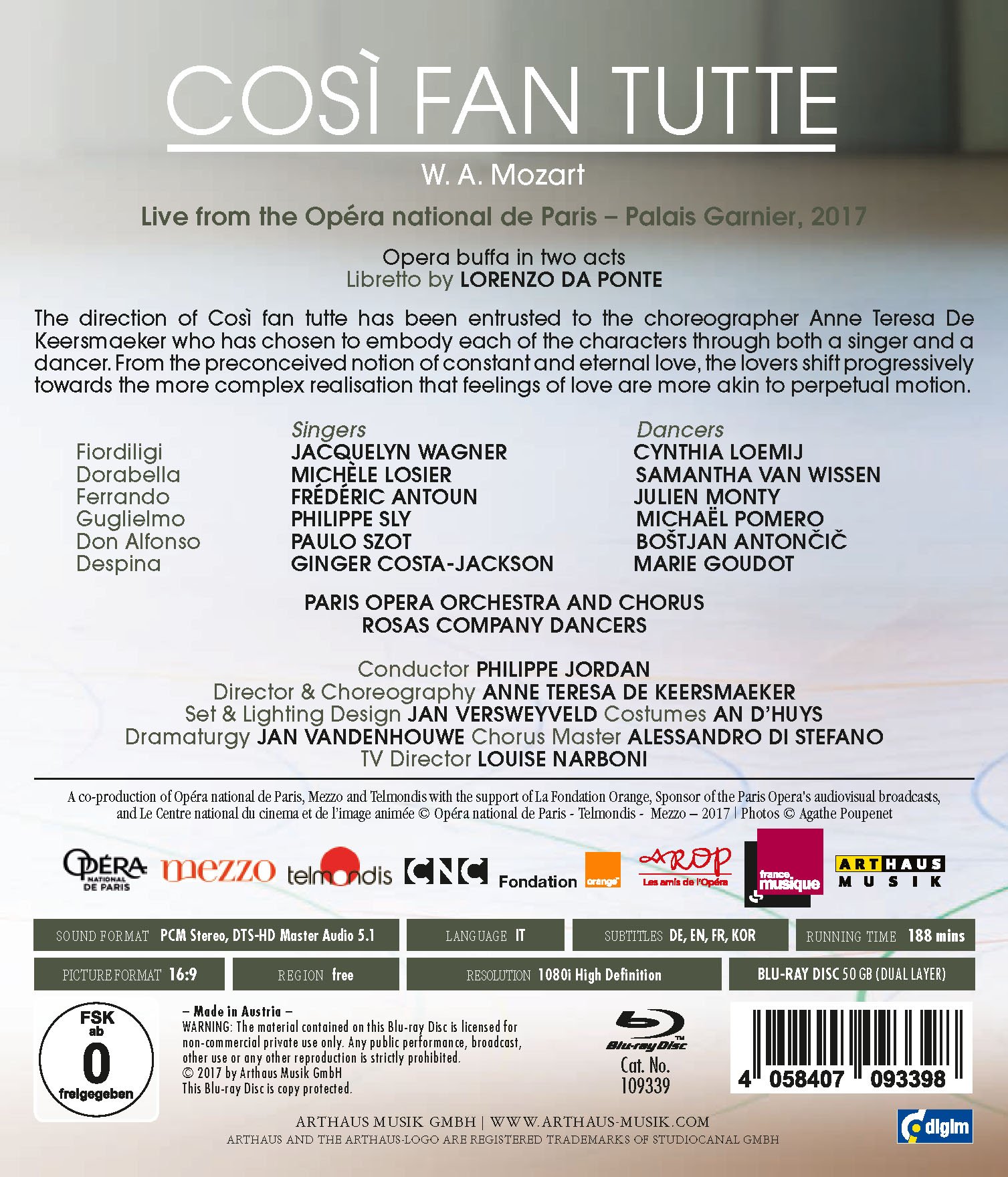 Paris Opera Orchestra and Chorus - Mozart's Così Fan Tutte Opera Recording | Perfect for Classical Music Lovers & Opera Enthusiasts