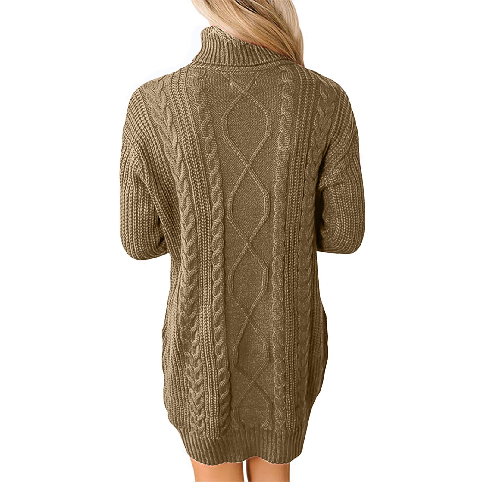 Yihaojia Women's Chunky Knit Turtleneck Sweater Dress - Long Sleeve Loose Pullover for Fall Winter Fashion | Cozy Outerwear for Casual Wear, Office, Date Night & Holiday Outfits