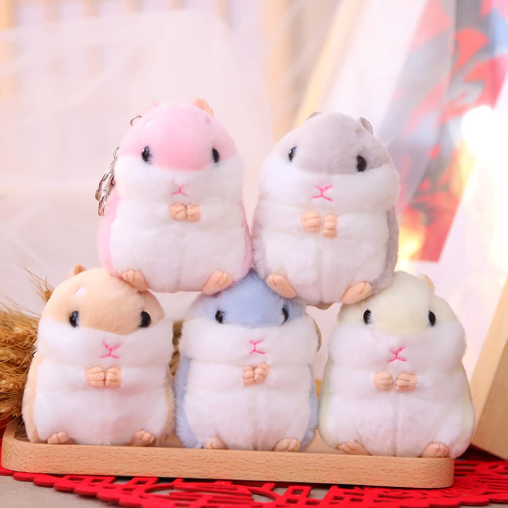 2 Pack Plush Hamster Keychain - Cute Backpack Charm for Handbags & Bags