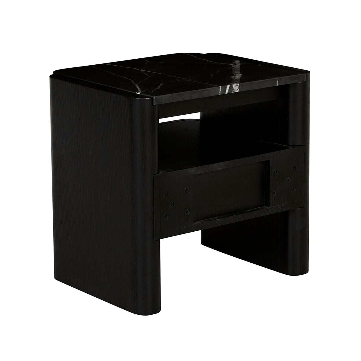 Floyd Marble Bedside Table - Modern Minimalist Nightstand with Marble Top & Wooden Legs - Perfect for Bedroom, Living Room, or Office Use