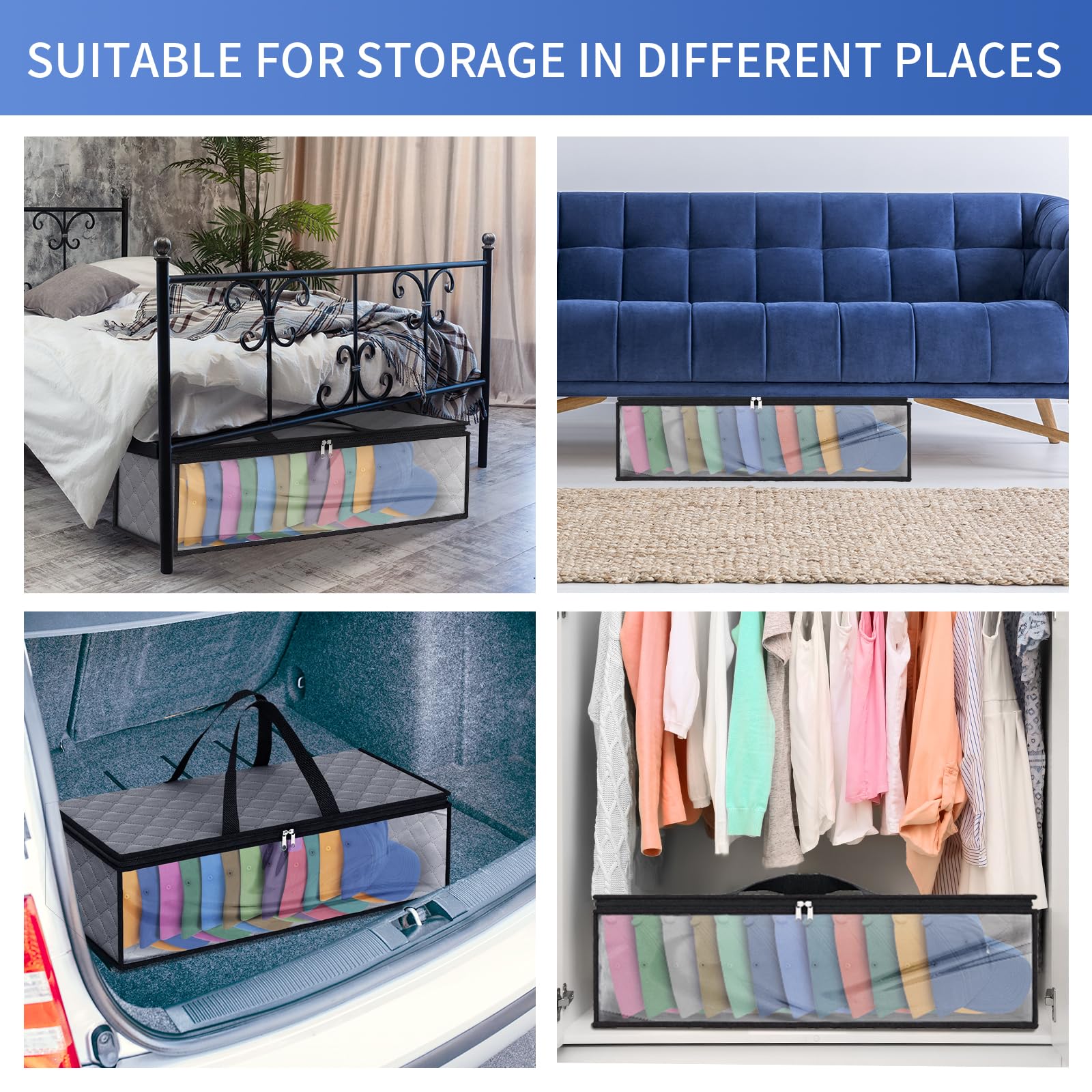 Fixwal 2-Pack Grey Hat Storage Organizer - Baseball Cap Holder Case with Dustproof & Moisture-Proof Design, 2 Carry Handles for Closet - Holds Up to 20 Hats | Perfect for Travel, Sports Gear & Home Organization