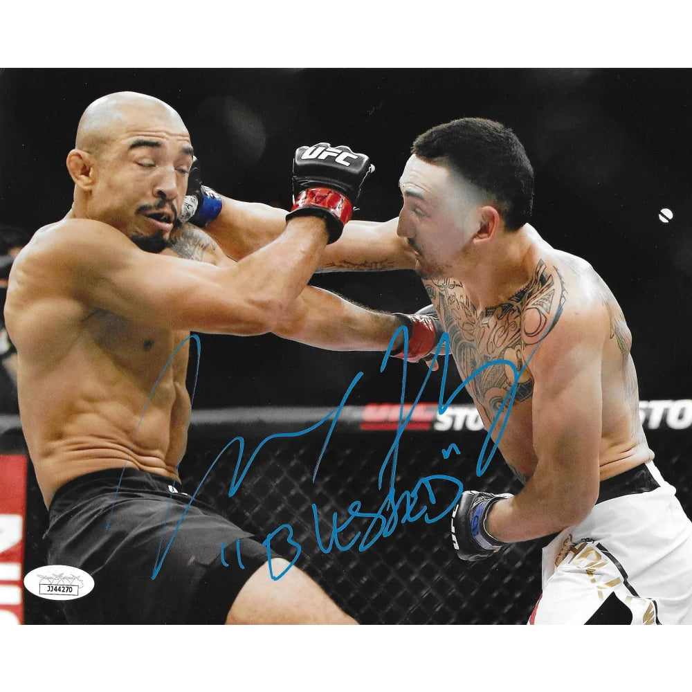 Max Holloway Autographed 8x10 Photo with JSA COA - UFC MMA Collectible Signed 'Blessed' - Perfect for UFC Fans, Sports Memorabilia Collections, and Man Cave Decor