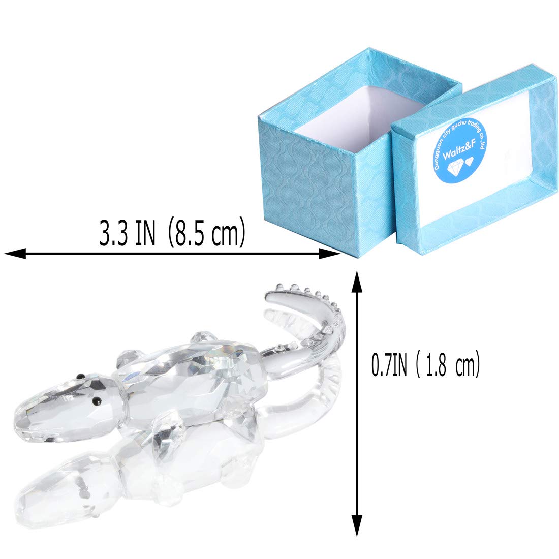 Waltz&F Crystal Small Crocodile Animal Figurine - Handcrafted Collectible Paperweight & Elegant Table Decor for Home Office, Gift for Animal Lovers & Crystal Collectors