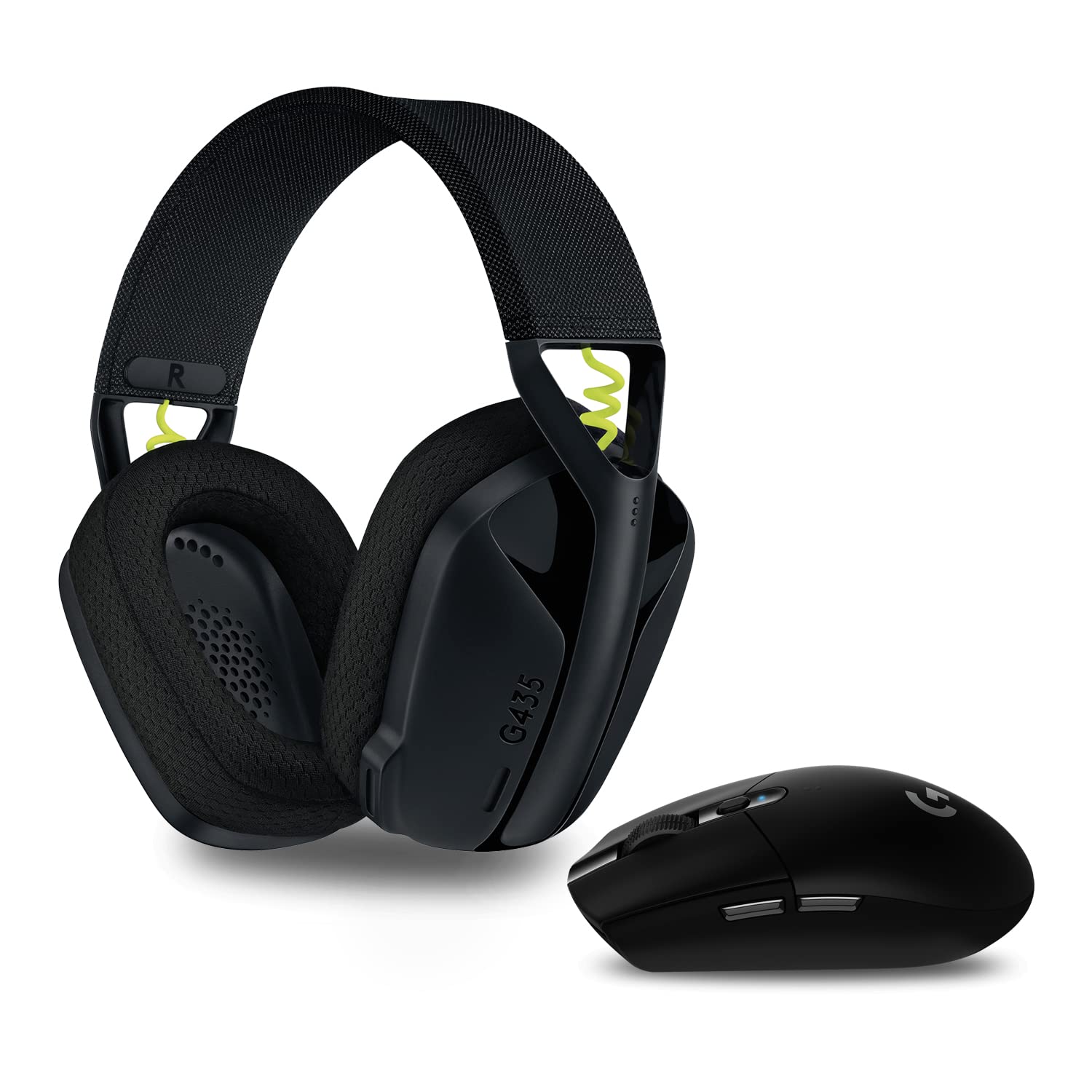 Logitech G305 Wireless Gaming Mouse with HERO 12K Sensor & G435 Wireless Gaming Headset - Bluetooth, Built-in Mic, Lightweight, LIGHTSPEED Technology - Compatible with PC/Mac (Black) - Perfect for Esports, Streaming & Professional Gaming