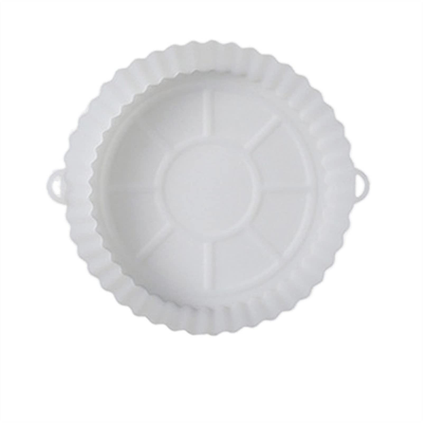 7-Inch White Silicone Air Fryer Basket - Non-Stick Oven Safe Baking Tray for Pizza, Chicken, Fries - Perfect Replacement Grill Pan Accessory for Air Fryers & Toaster Ovens (Ideal for Family Meals & Quick Snacks)