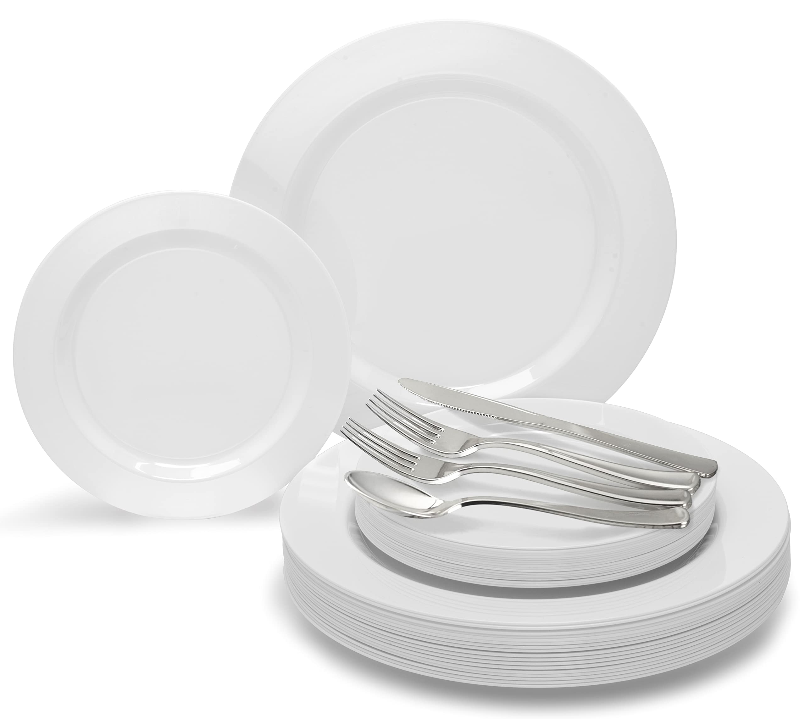720-Piece Wedding Disposable Plastic Plate & Silverware Set (120 Guest) - 10.5