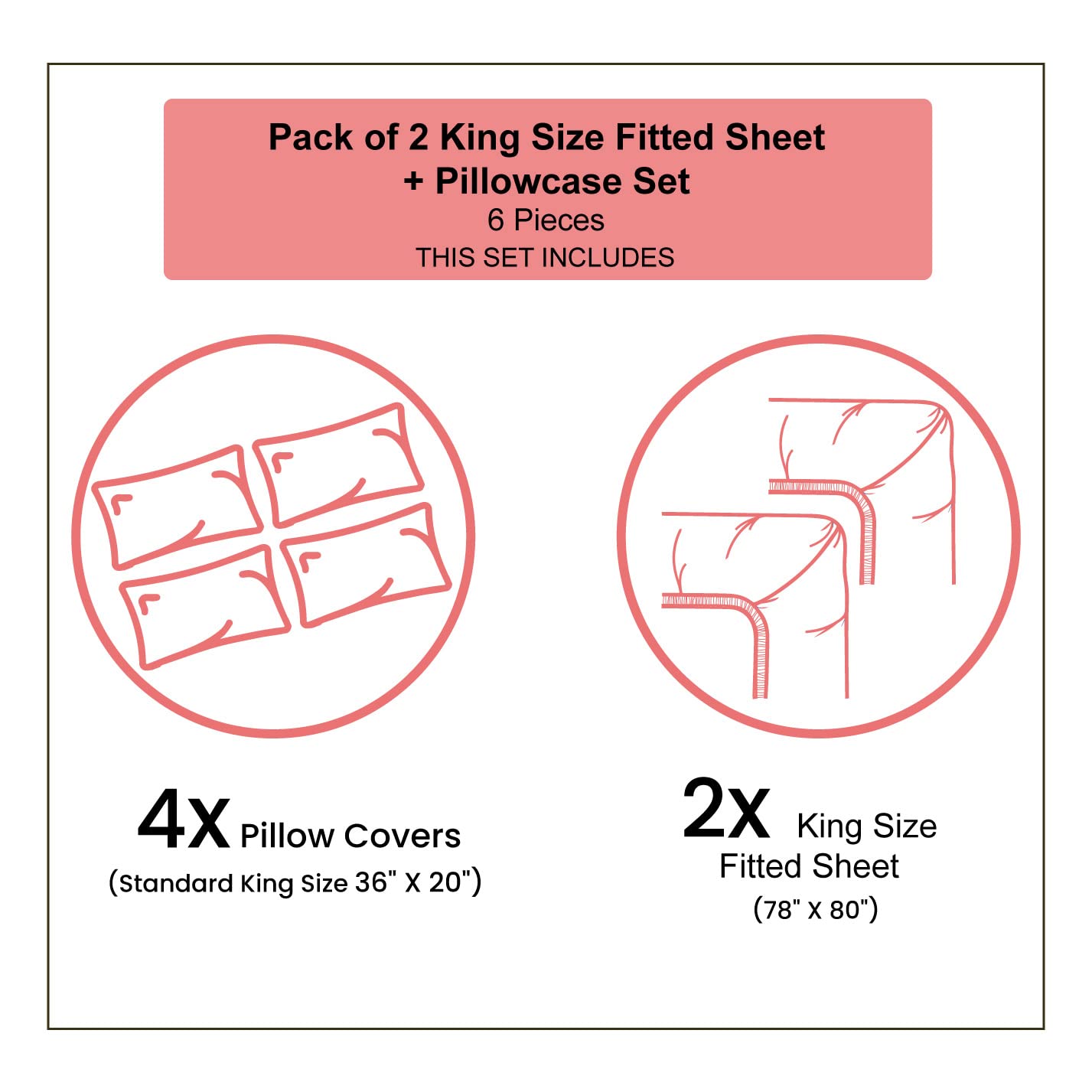Ambesonne 2-Piece King Size Fitted Sheet Set with 4 Pillow Shams - Purple Floral Botanical Pattern Bedding Collection | Perfect for Master Bedroom, Guest Room & Vacation Home Decor