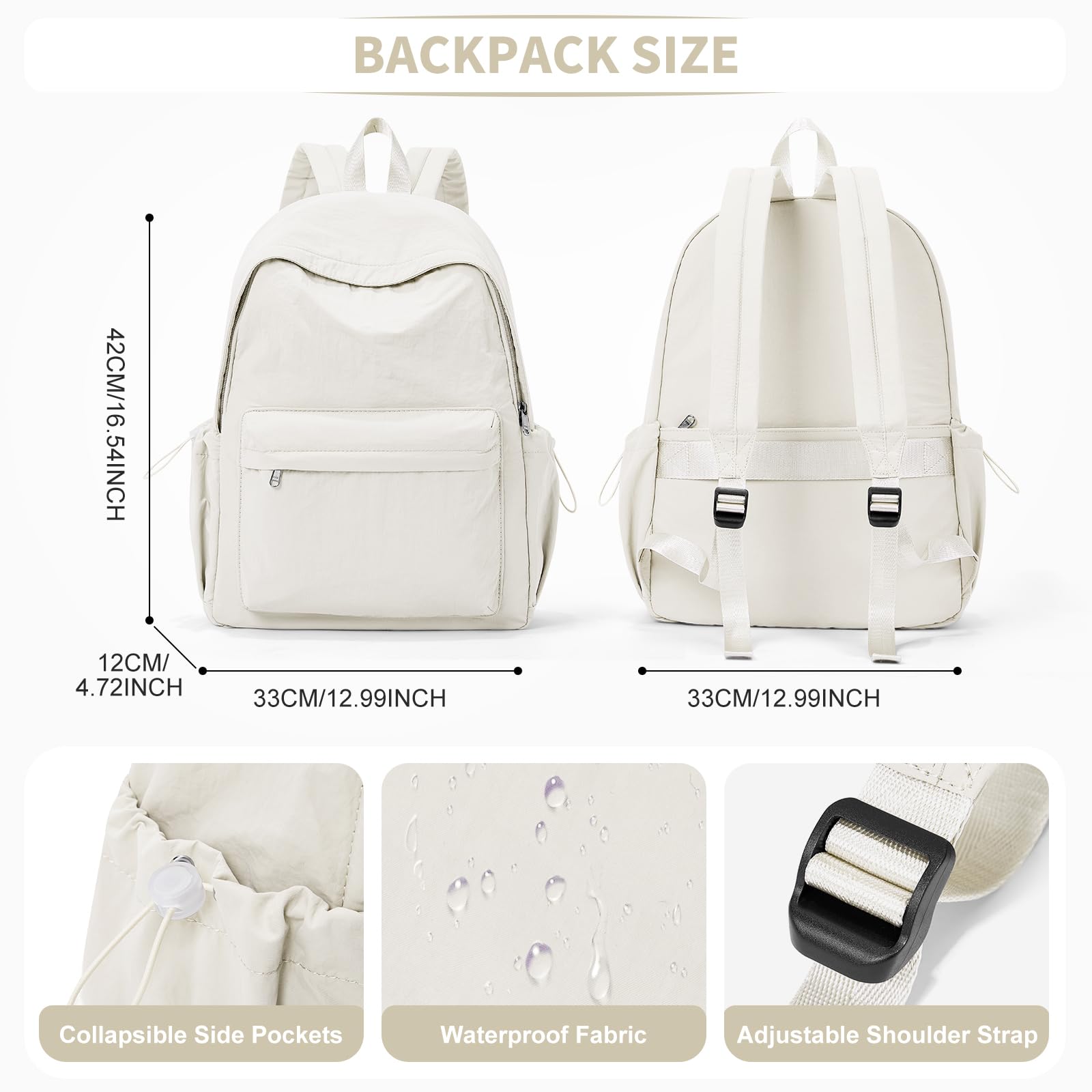 WEPOET Waterproof Backpack for Women & Men - Lightweight College, Travel & Gym Laptop Backpack - Perfect for School, Workouts & Daily Commute