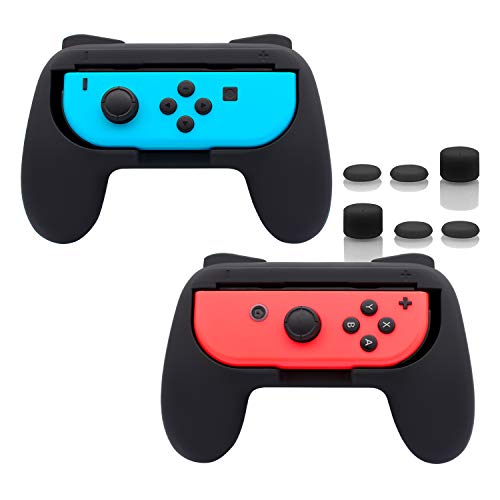 FASTSNAIL Nintendo Switch Joy-Con Grips - Durable Wear-Resistant Handle Kit for Switch Joy-Con Controllers (2 Pack, Black) - Perfect for Gaming, Travel, and Long Play Sessions