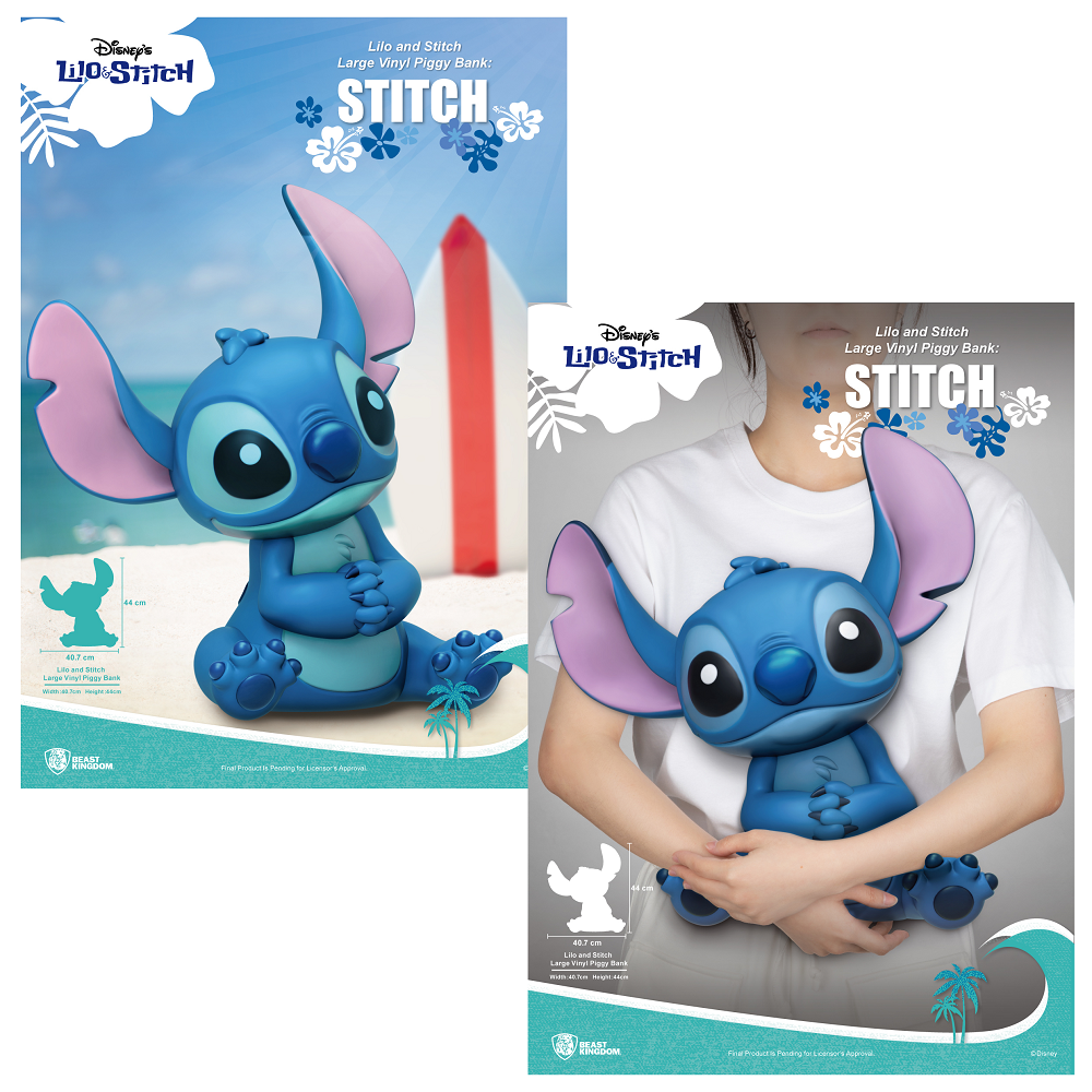 Beast Kingdom Lilo & Stitch Large Vinyl Piggy Bank - Stitch Collectible Money Box for Kids & Disney Fans - Perfect for Birthday Gifts, Home Decor, and Savings