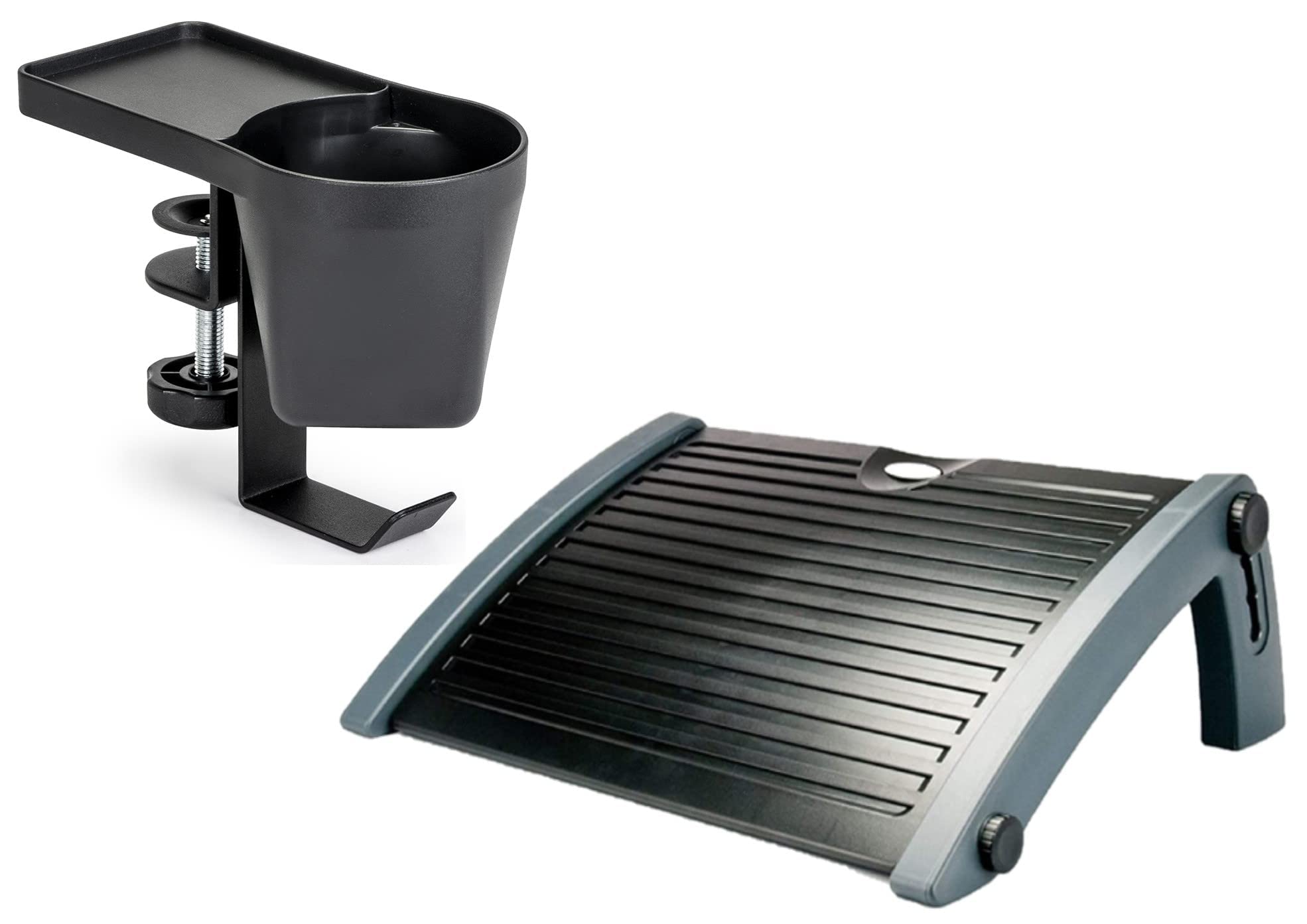 Ergonomic Under Desk Foot Rest with Cup Holder - Adjustable Height, Comfortable Support for Home & Office - Perfect for Work, Gaming, and Relaxation
