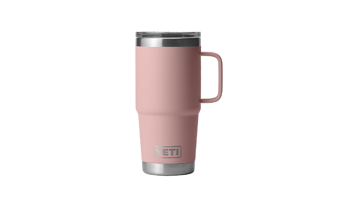 Yeti Rambler 20 oz Stainless Steel Travel Mug with Lid - Sandstone Pink - Insulated Tumbler for Hot & Cold Beverages - Perfect for Coffee, Tea, Water on the Go, Camping, Office & Commuting
