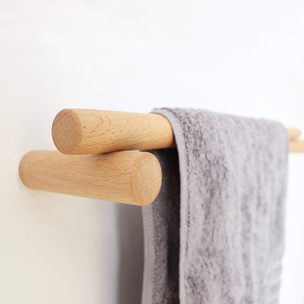 Cabilock 1-Piece Wooden Towel Rack - No Drill Single Towel Bar Hanger for Bathroom, Kitchen & Dorm Room Organization