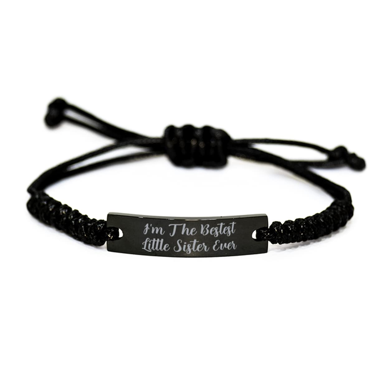 Best Sister Gift - Engraved 'Bestest Little Sister' Black Rope Bracelet | Thoughtful Present for Sisters, Birthdays & Special Occasions