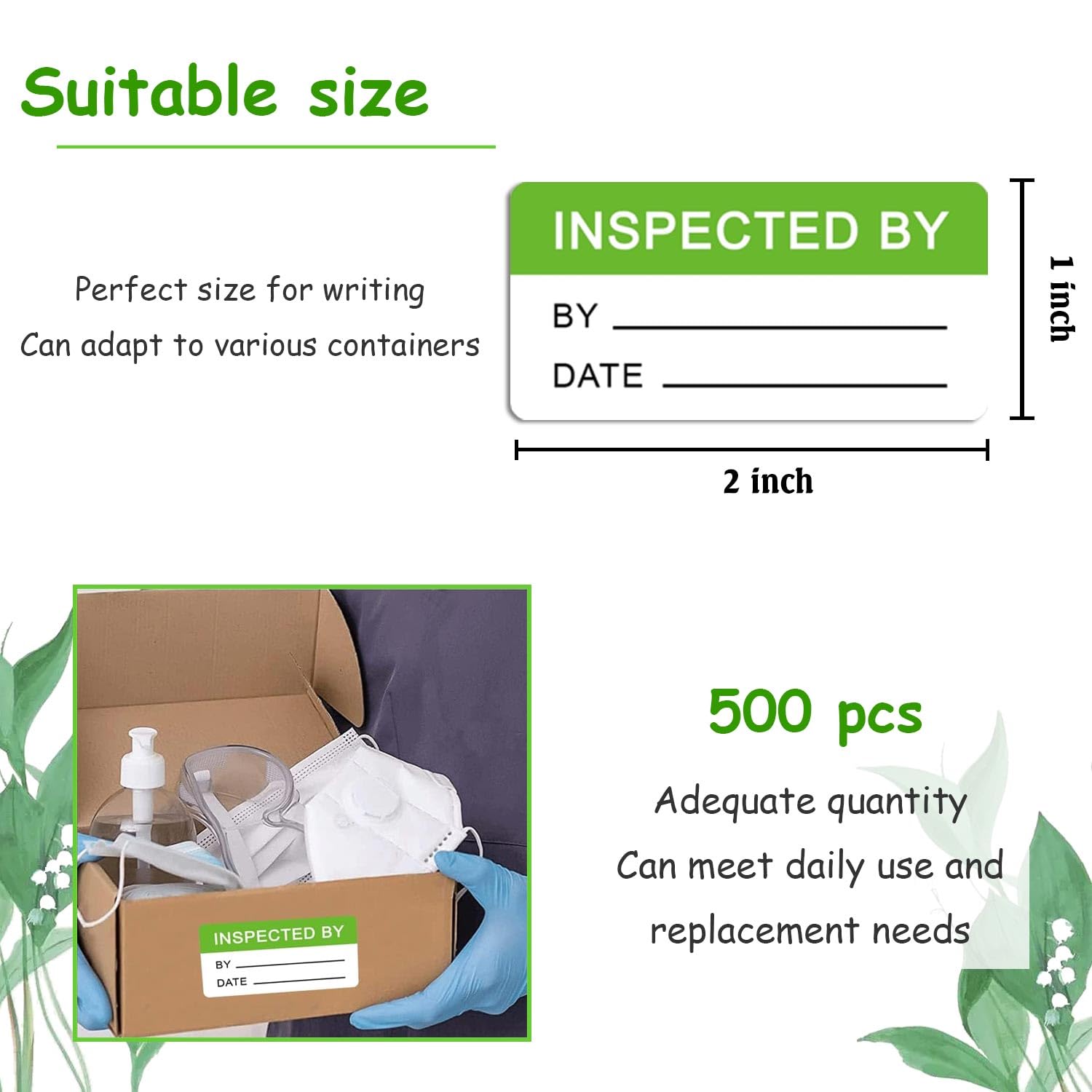 500 Pcs 1x2 Inch Fluorescent Green Inventory Control Stickers - High-Quality Adhesive Labels for Shipping, Warehouse & Organization | Perfect for Quality Control, Logistics & Stock Management