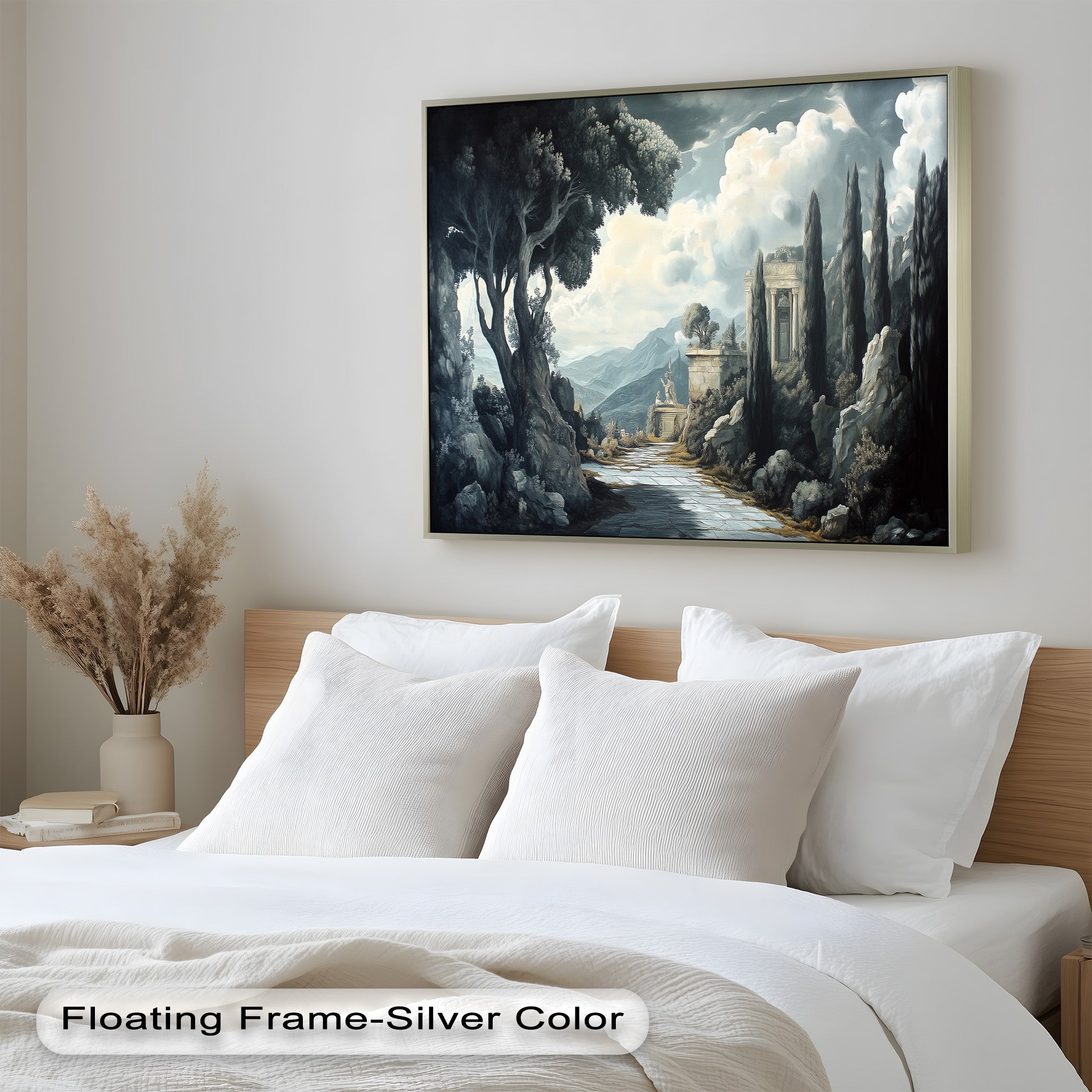Ancient Pathway to the Temple - Hand Painted Classical Landscape Oil Canvas Art for Home Decor, Office & Living Room Wall