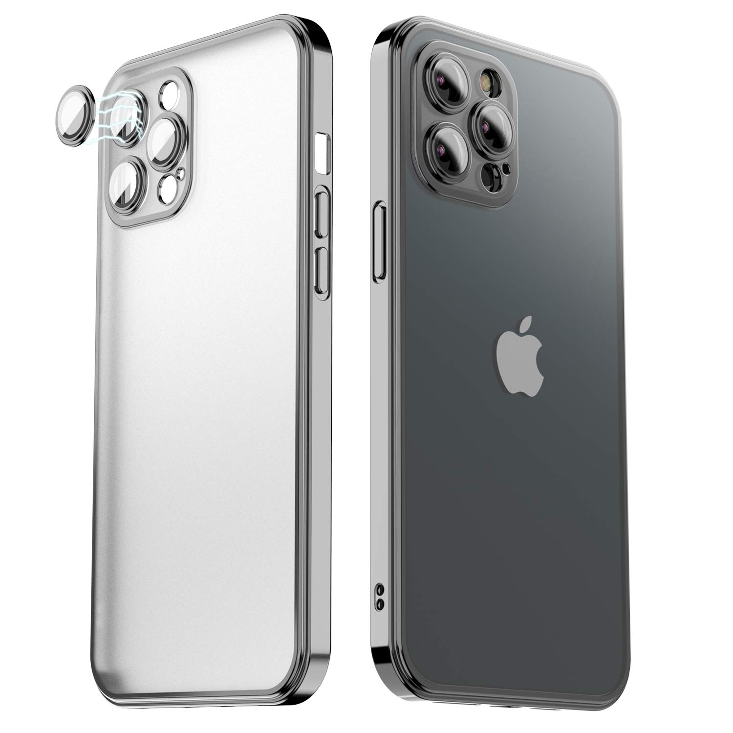 HYAIZLZ iPhone 12 Pro Max Case with Camera Protection - Slim Thin Shockproof Silicone Cover for Women & Men | Wireless Charging Compatible | Black Electroplated Finish | Perfect for Everyday Use, Travel & Outdoor Activities