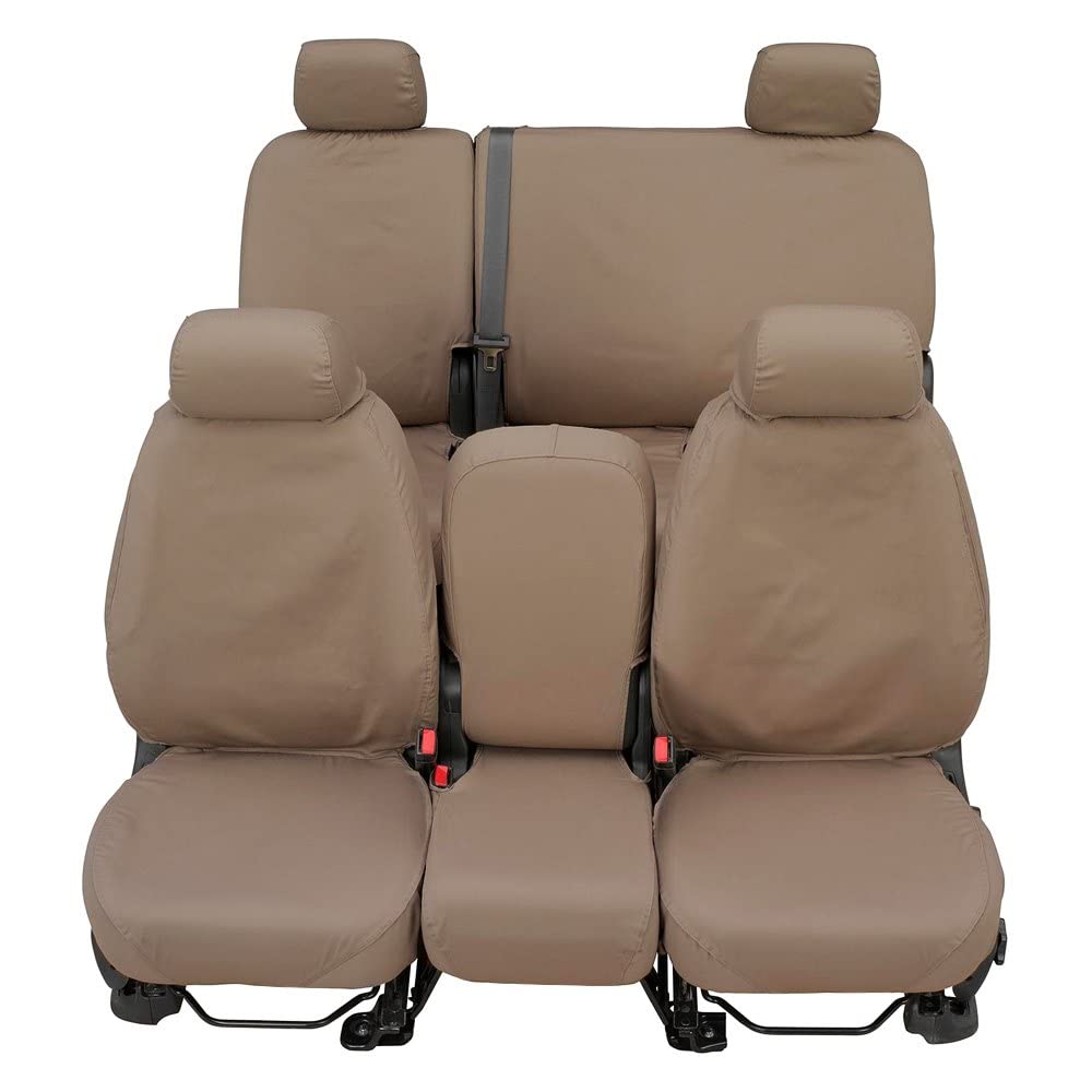 Covercraft SeatSaver Second Row Custom Fit Seat Cover for Jeep Wrangler 2018-2023 - Durable Polycotton Fabric in Wet Sand Color - Perfect for Off-Roading, Camping & Family Road Trips