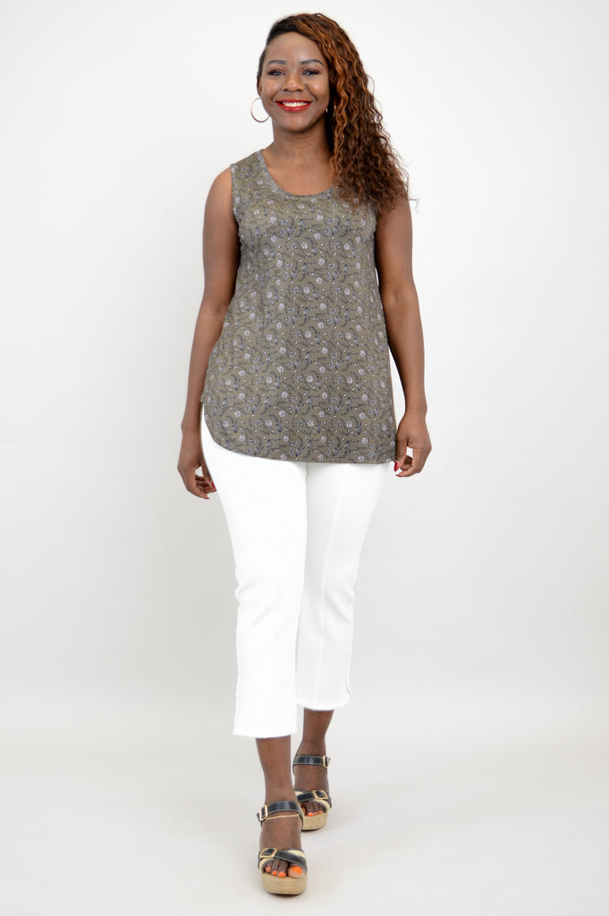 Jazz Tank Top with Daffodil Print & Bamboo Fabric - Women's Casual Summer Blouse for Music Festivals & Beach Outings