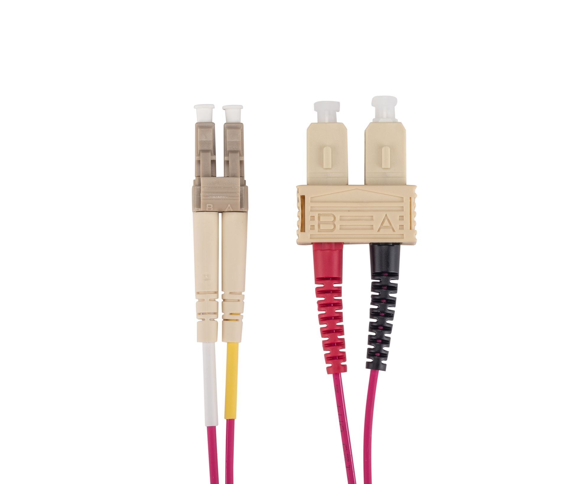 0.5M 50u LC/SC OM4 Duplex Multimode Fiber Optic Patch Cable - Raspberry Pink LSZH Jacket - High Speed Data Transmission for Server Rooms, Data Centers & Networking Applications