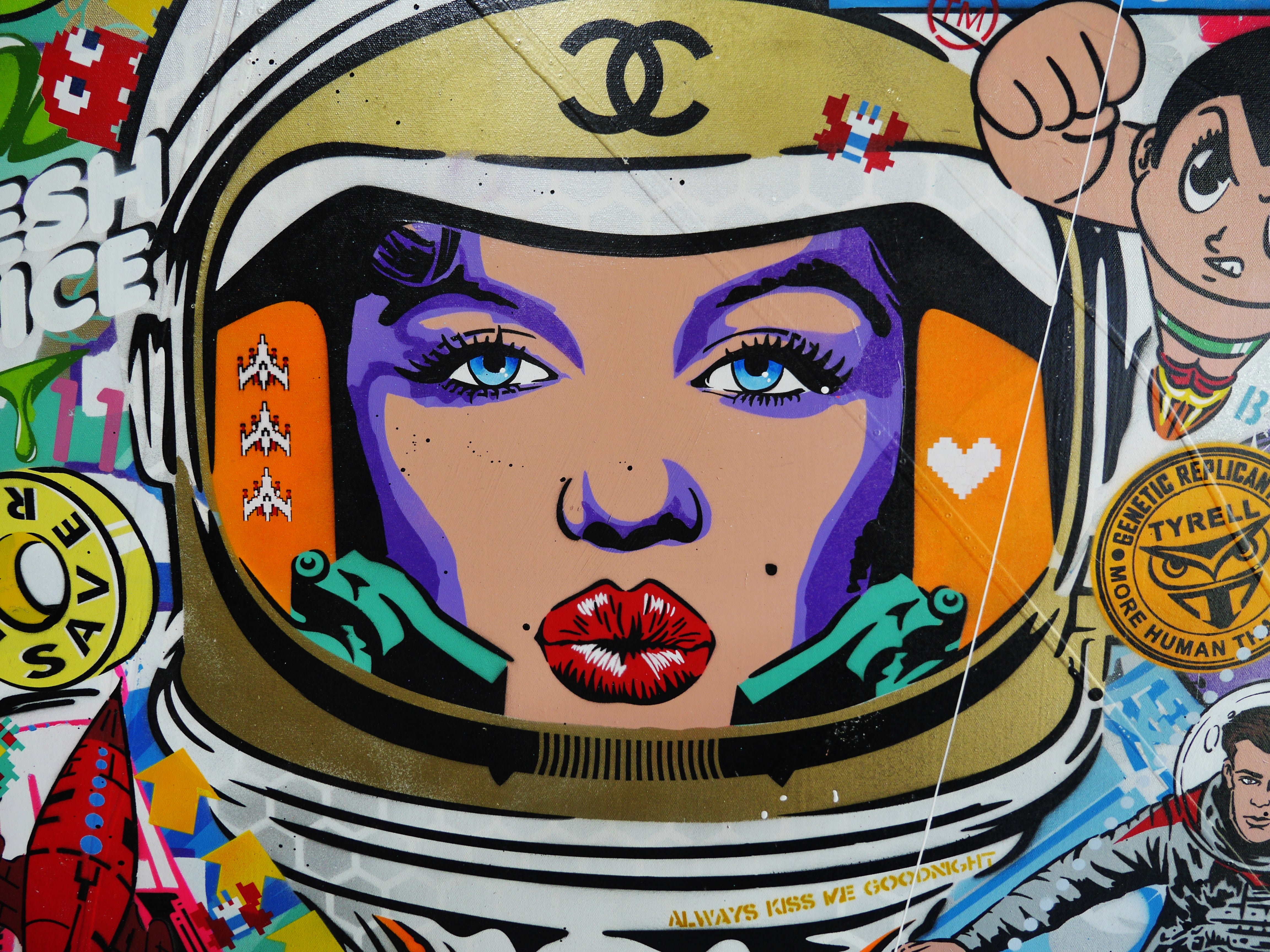 Lavender Cadet 100cm x 140cm Textured Urban Pop Art Canvas Painting - Modern Wall Decor for Living Room, Bedroom & Office