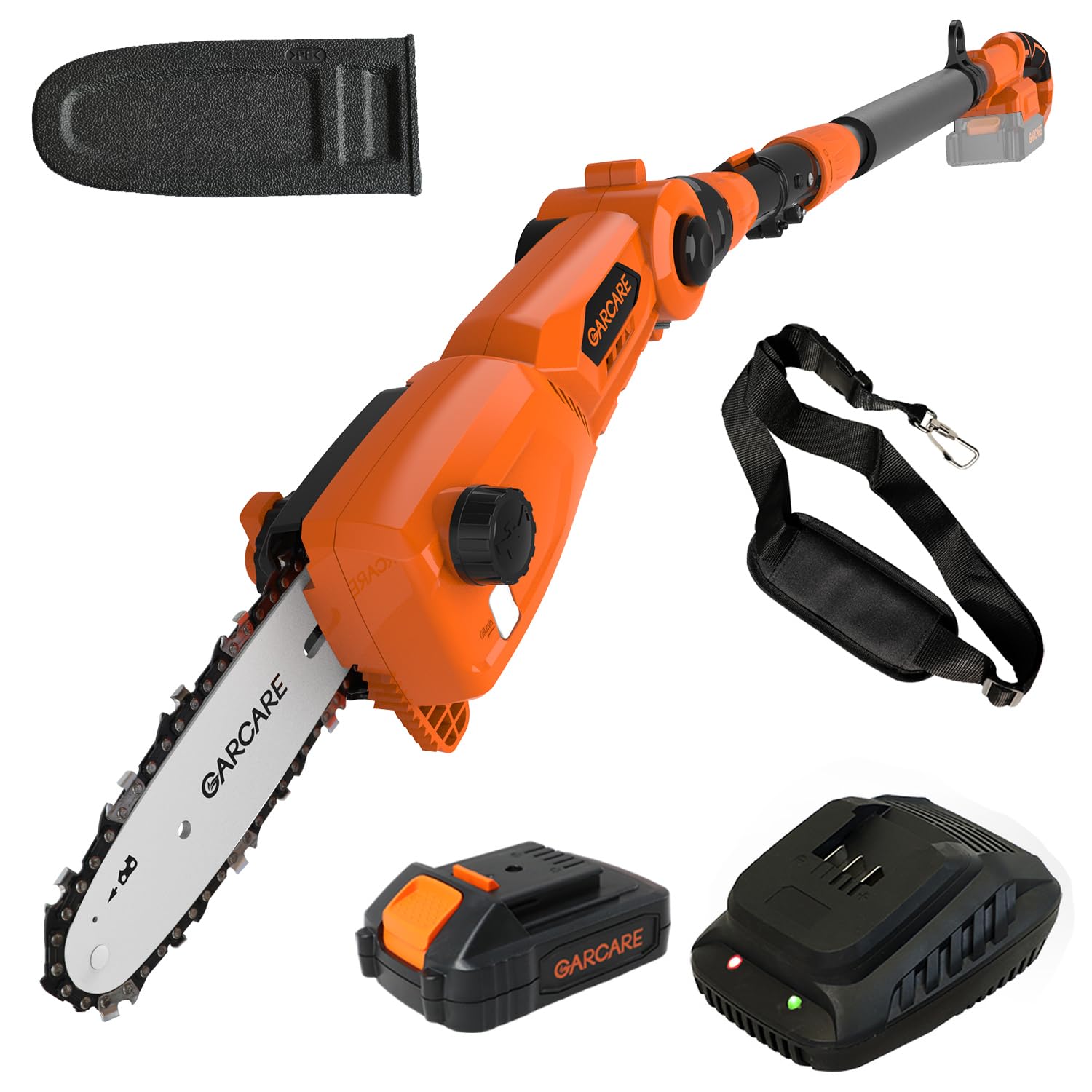 GARCARE 20V 8-Inch Cordless Pole Chainsaw with 2.0Ah Battery & Fast Charger - Lightweight Electric Chainsaw for Tree Trimming, Pruning, and Yard Maintenance - Perfect for Homeowners and Landscapers