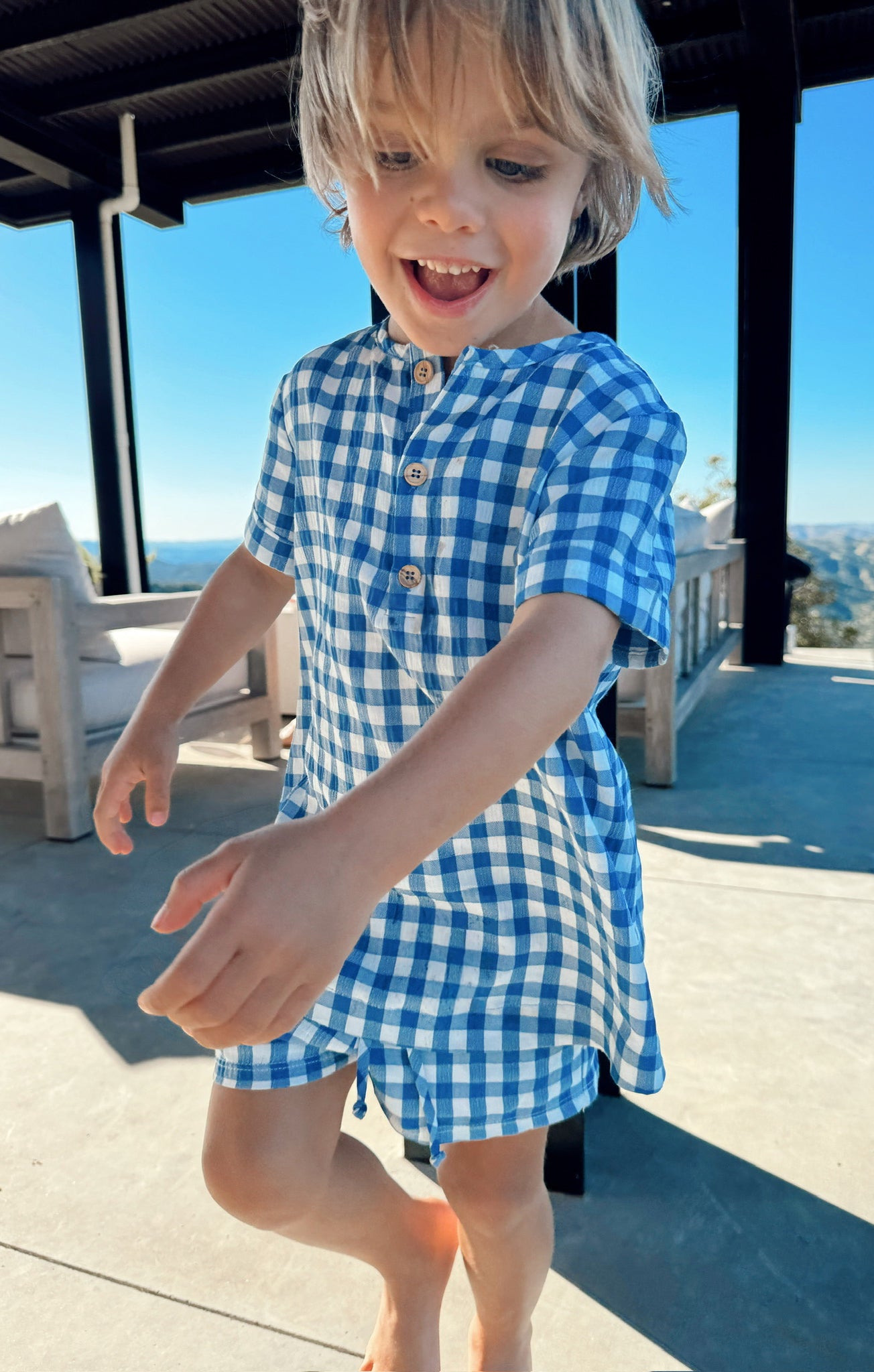 Lil Easy Shorts - Blue Bounty Gingham Checkered Casual Shorts for Women | Perfect for Summer, Beach, and Lounge Wear