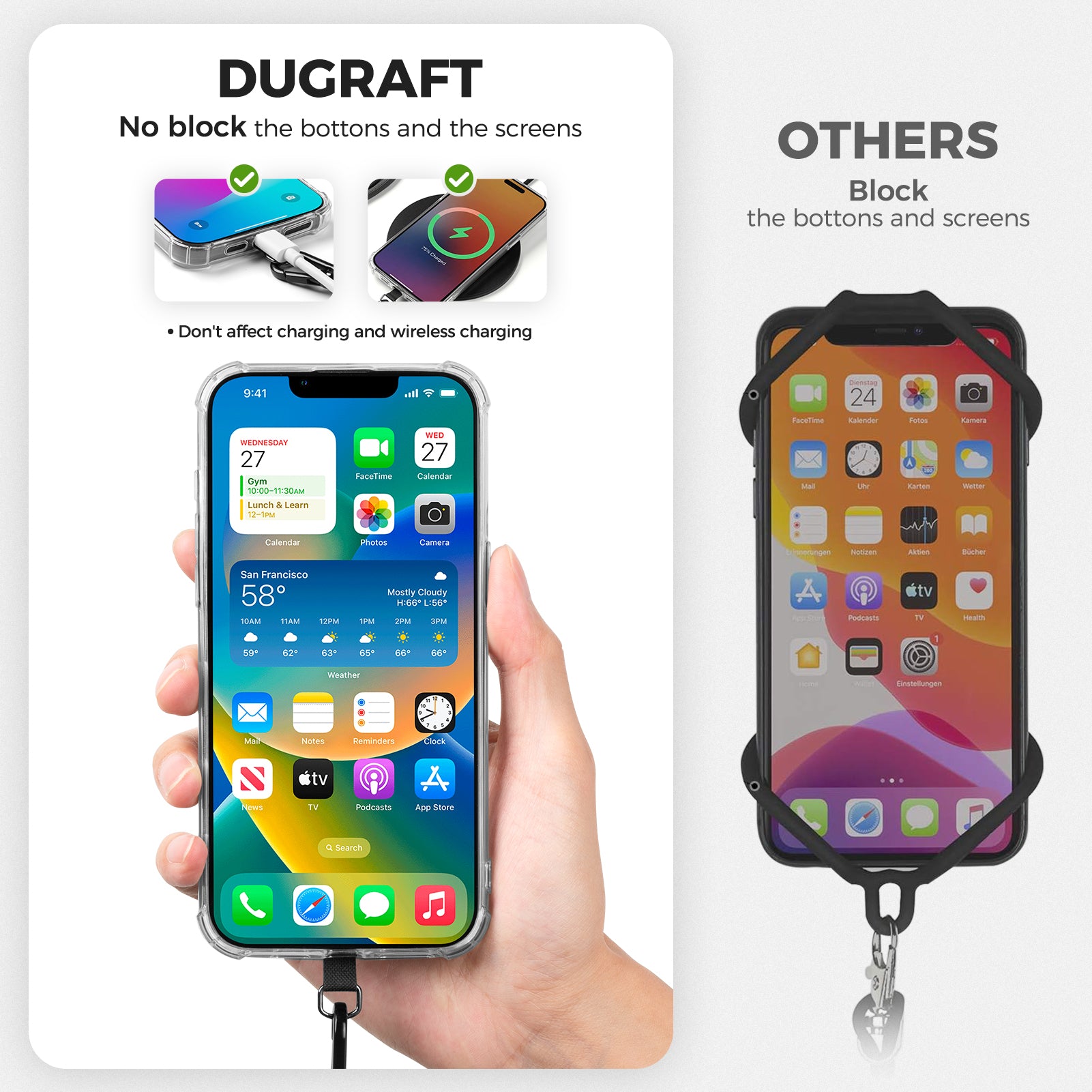 Universal Phone Lanyard with Adhesive Patch - DAC101 Compatible with All Smartphones for Hands-Free Convenience at Work, Gym, and Travel