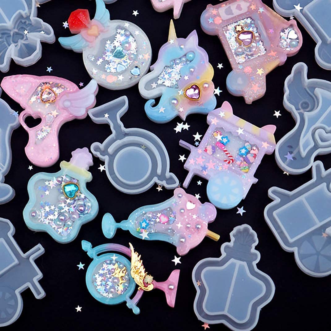 Premium 9-Piece Resin Silicone Mold Set - Quicksand Epoxy, Ice Cream, Unicorn Wing & Truck Shapes for DIY Keychains, Jewelry & Crafts | Perfect for Resin Art, Home Decor & Unique Gift Making