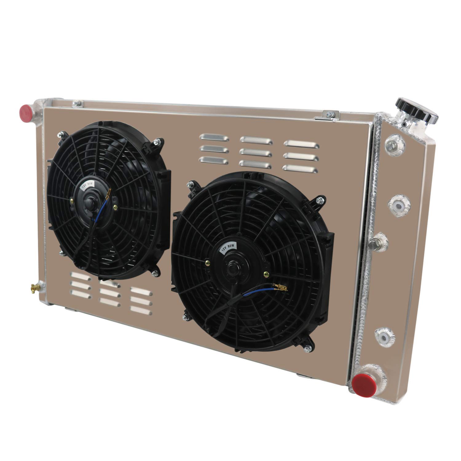 High-Performance 4-Row Aluminum Radiator for 1968-1972 Oldsmobile Cutlass & Chevelle Malibu - Fits 5.7L 6.6L 7.5L Engines with Fan Shroud & Relay Kit - Perfect for Street Racing, Classic Car Restoration & Hot Rod Upgrades