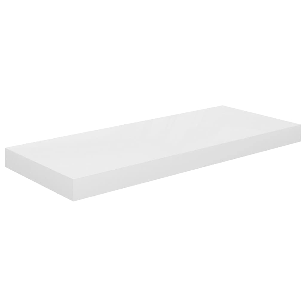 CHARMMA 323750 Floating Wall Shelves Set of 4 - High Gloss White MDF Shelves (60x23.5x3.8 cm) - Modern Wall Storage for Living Room, Bedroom, Bathroom & Office Organization